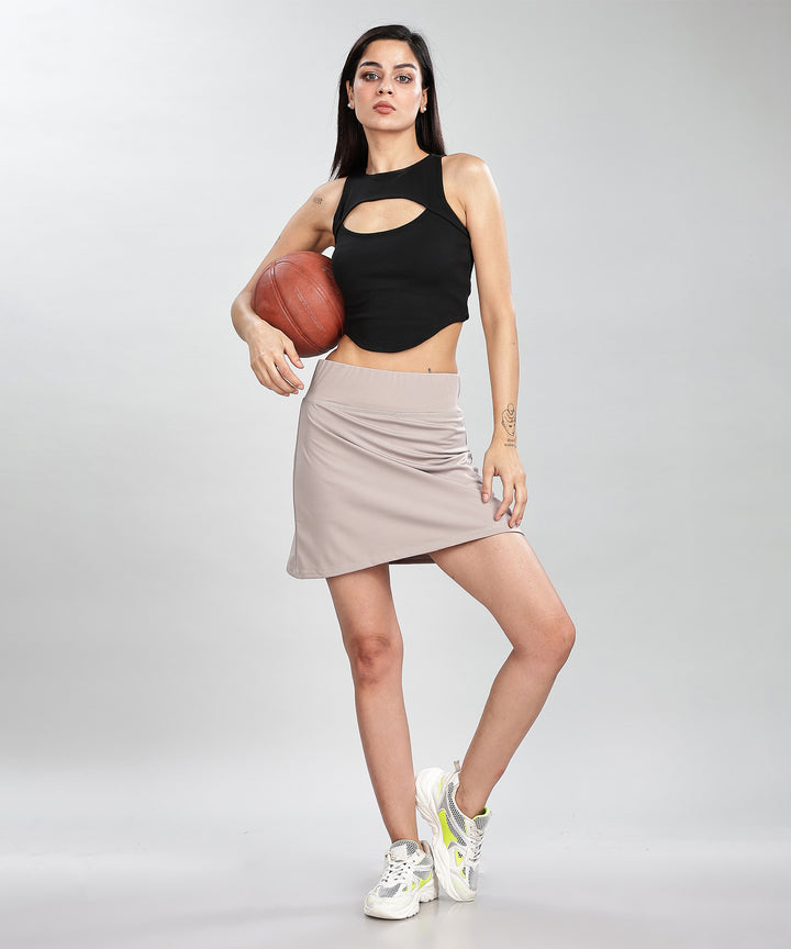 Women's High-Waist Skater Skirt with Inner Shorts