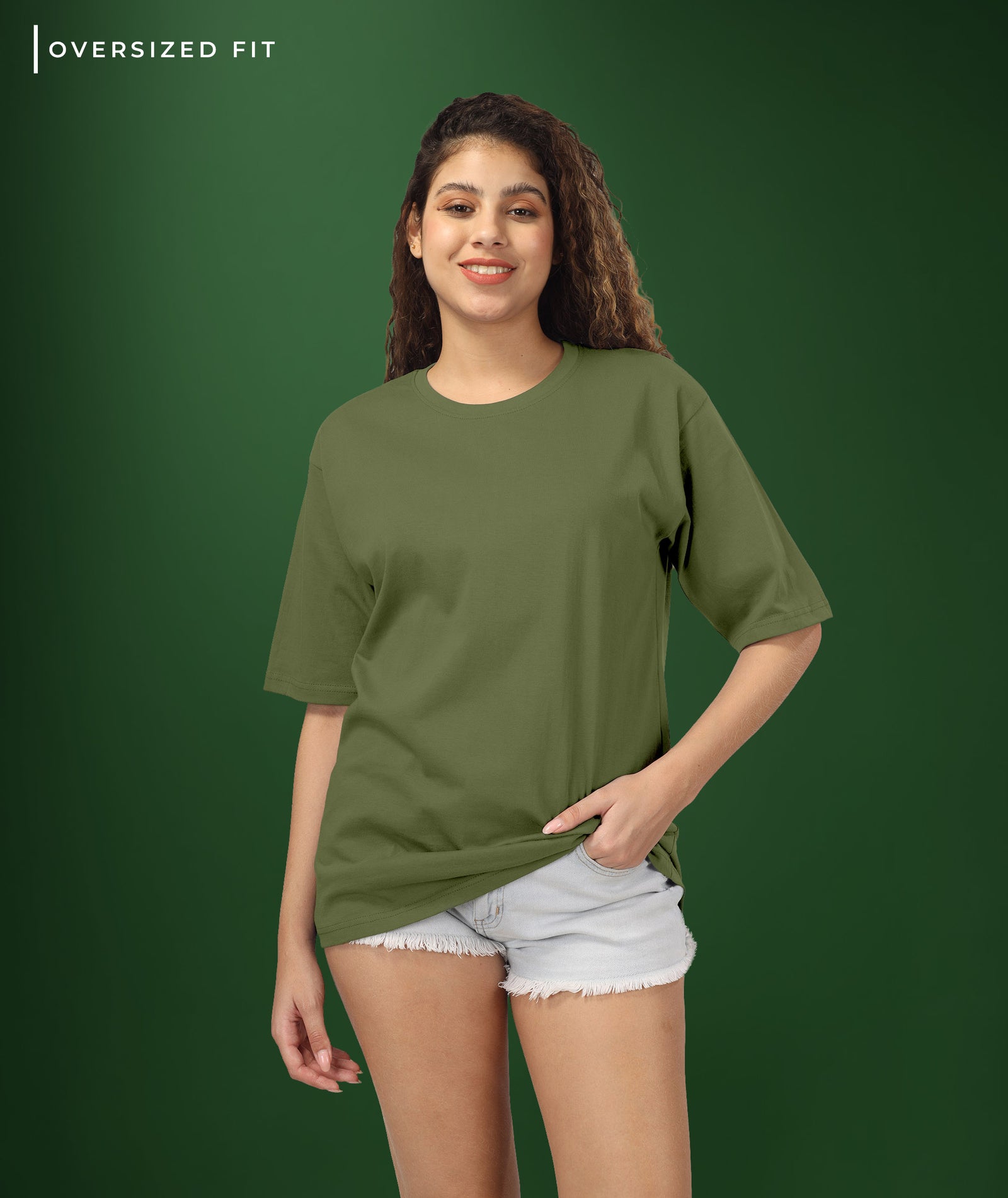 Womens Oversized Olive Tshirt