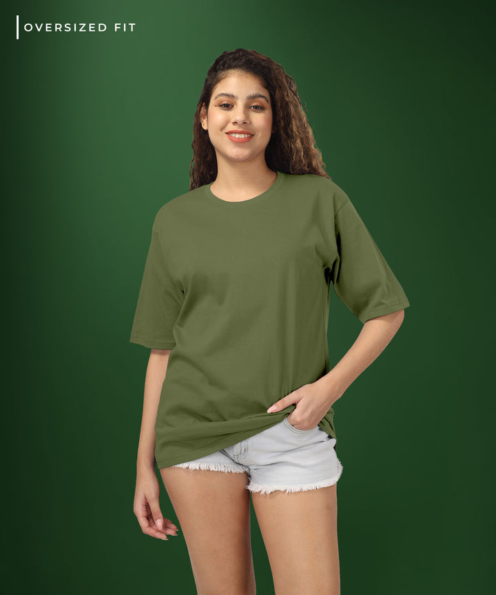 Womens Oversized Olive Tshirt