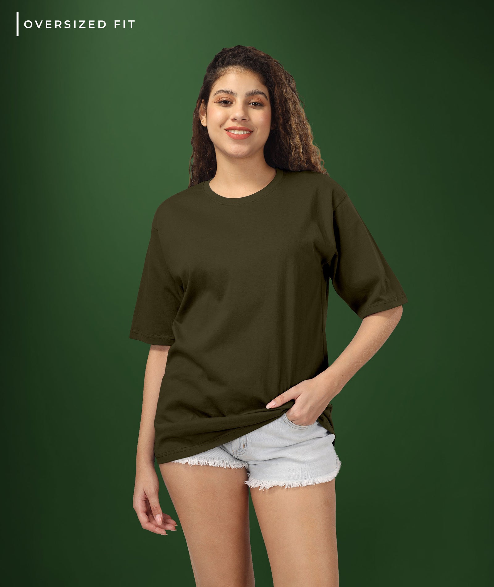 Womens Oversized Dark Olive Tshirt