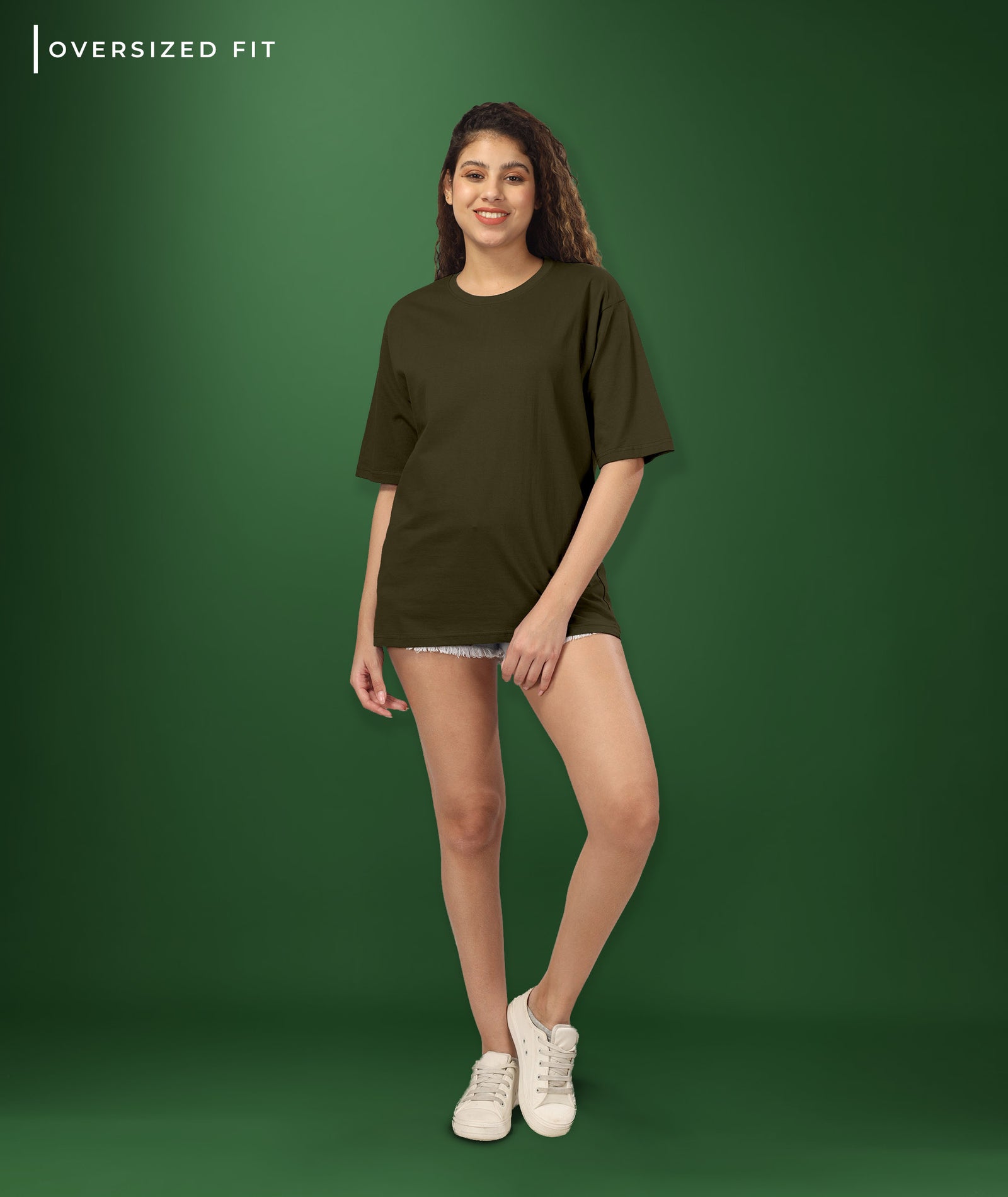 Womens Oversized Dark Olive Tshirt