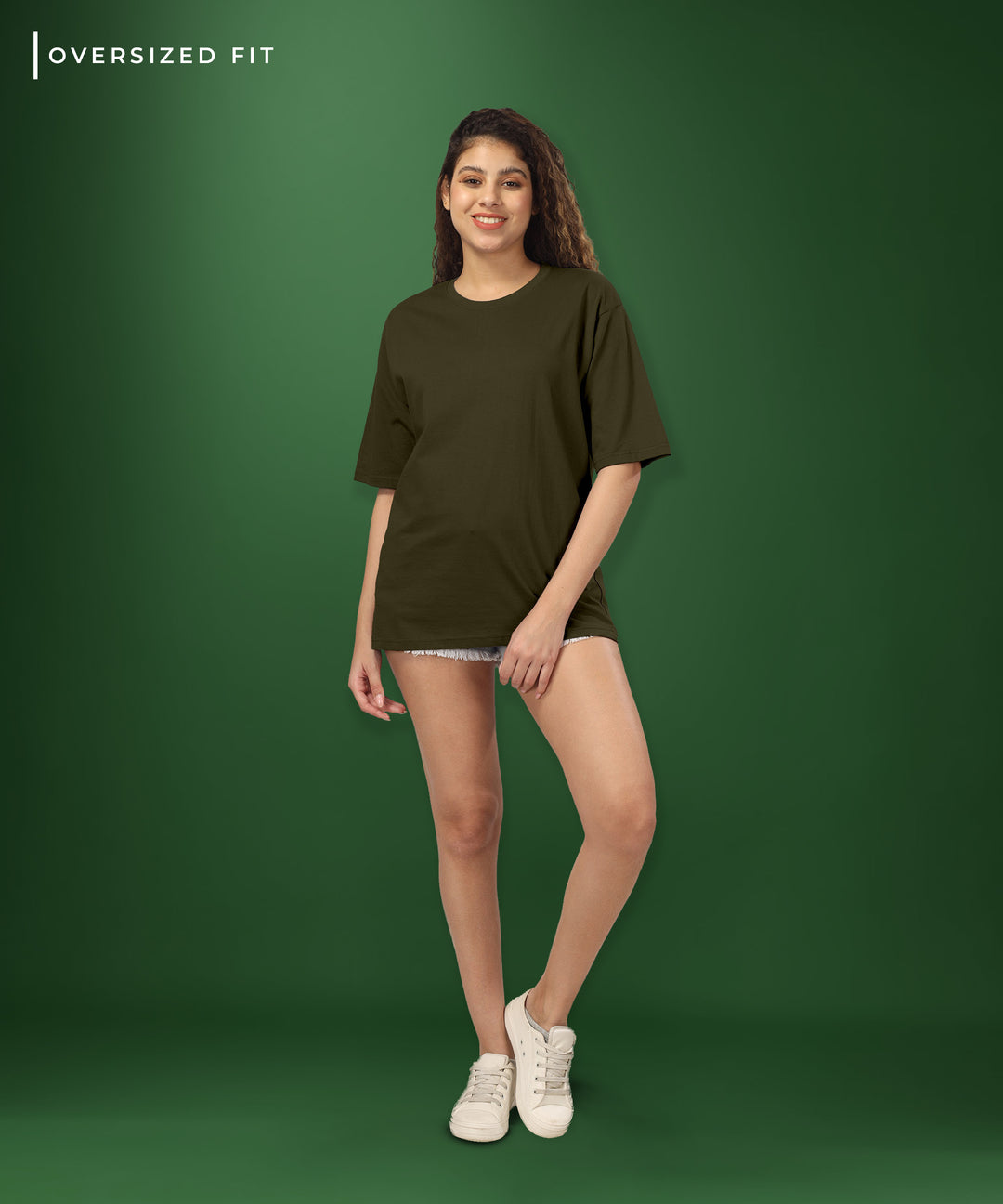 Womens Oversized Dark Olive Tshirt