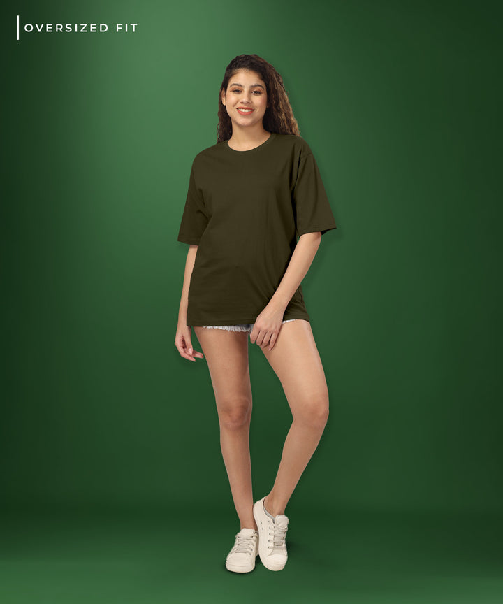 Womens Oversized Dark Olive Tshirt
