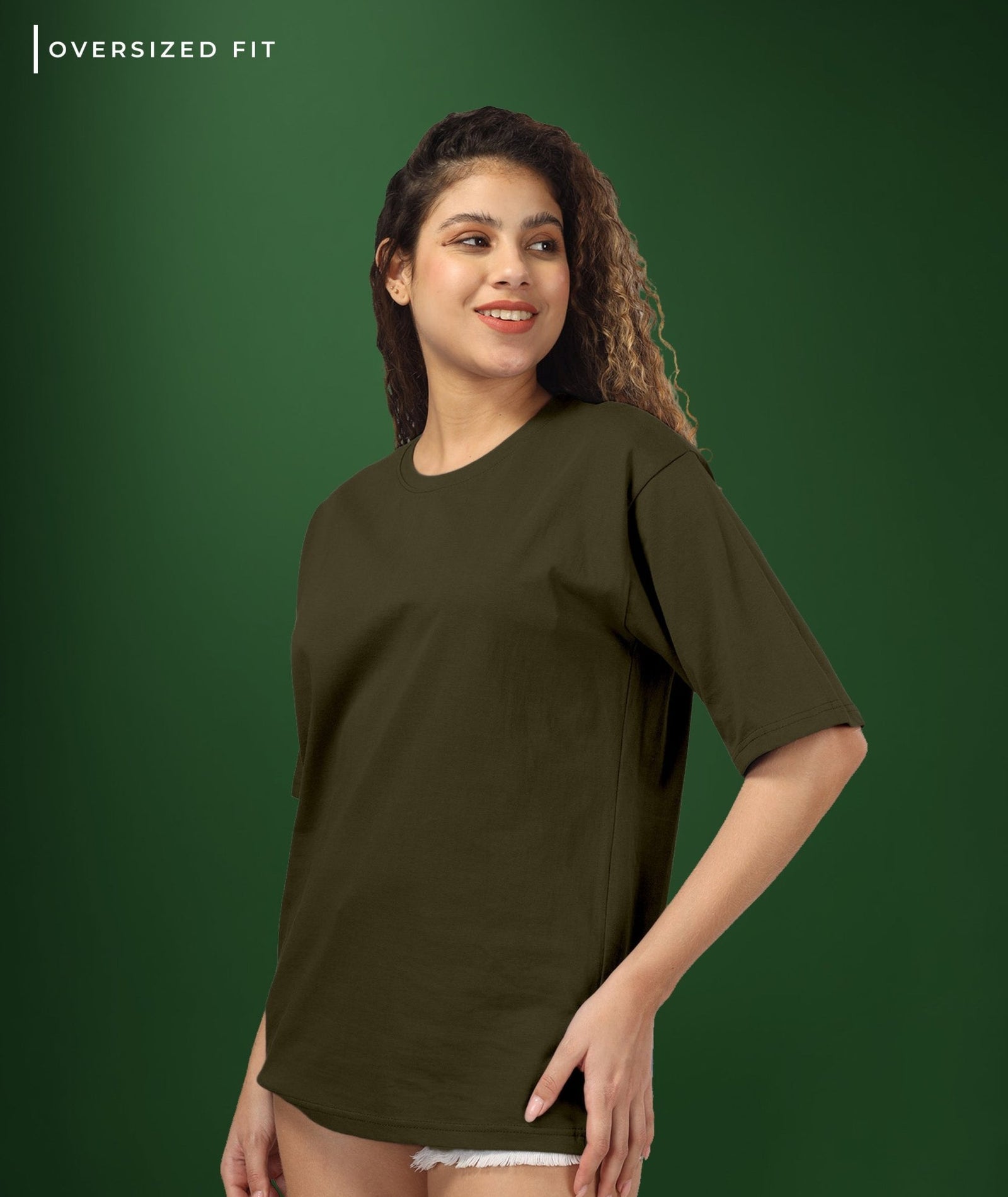 Womens Oversized Dark Olive Tshirt