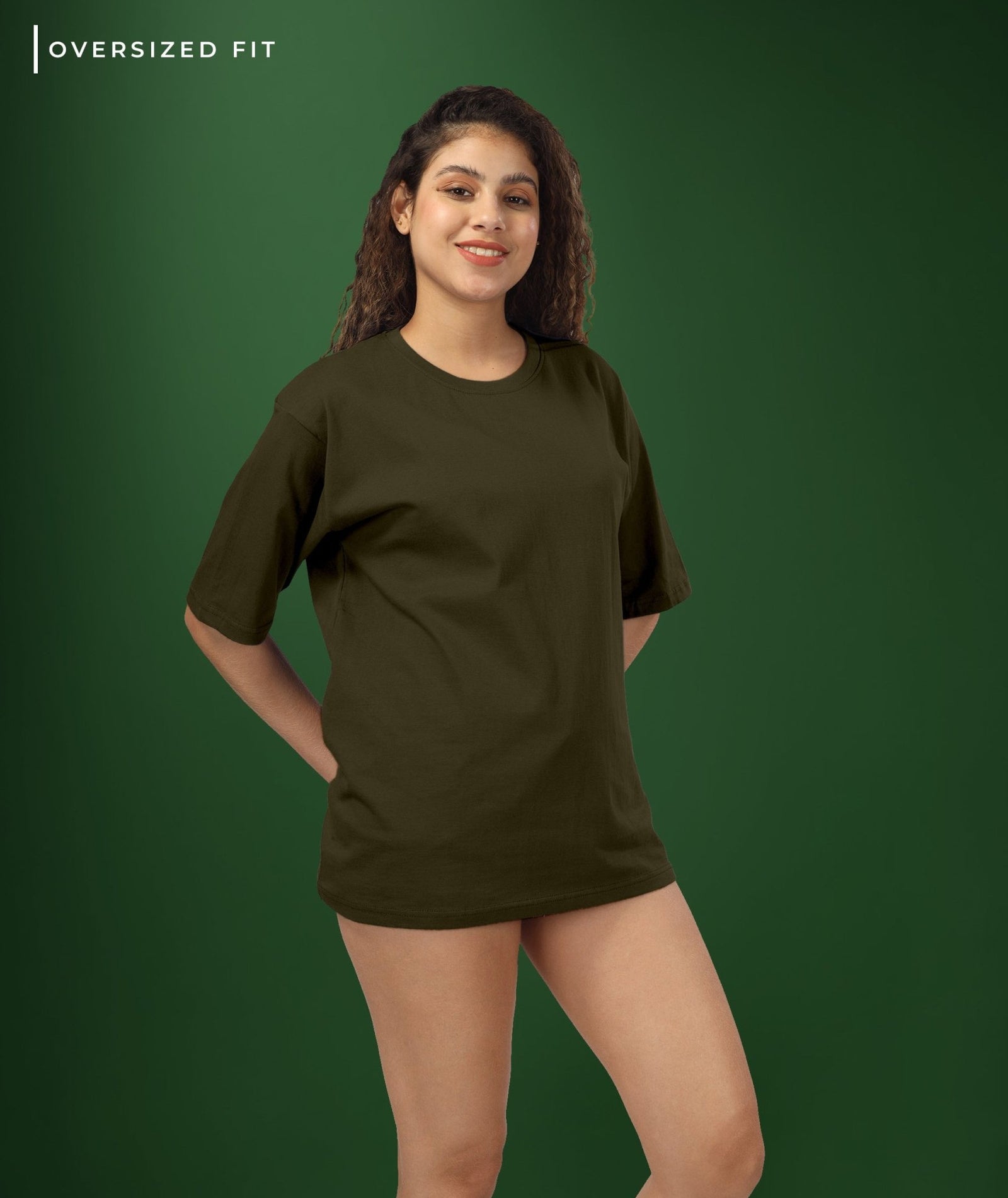 Womens Oversized Dark Olive Tshirt