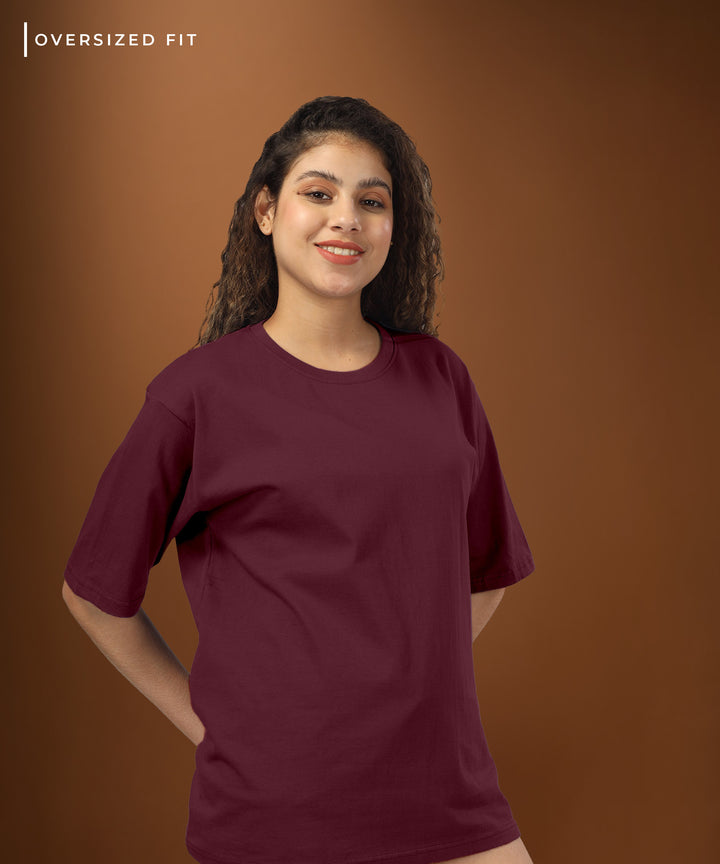 Womens Oversized Maroon Tshirt