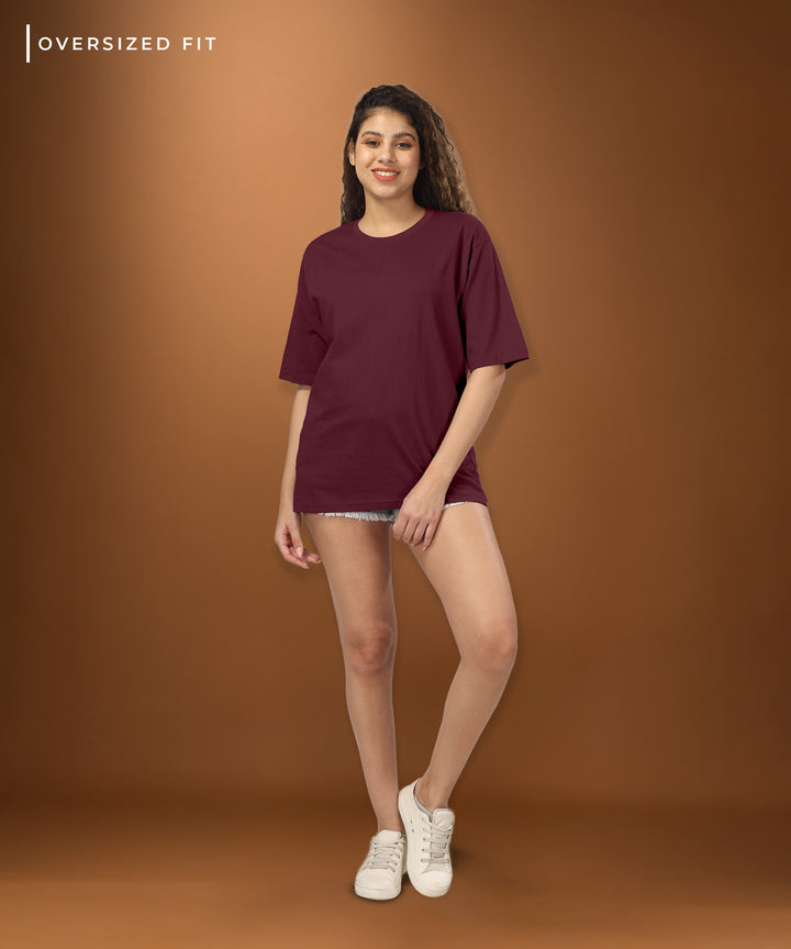 Womens Oversized Maroon Tshirt