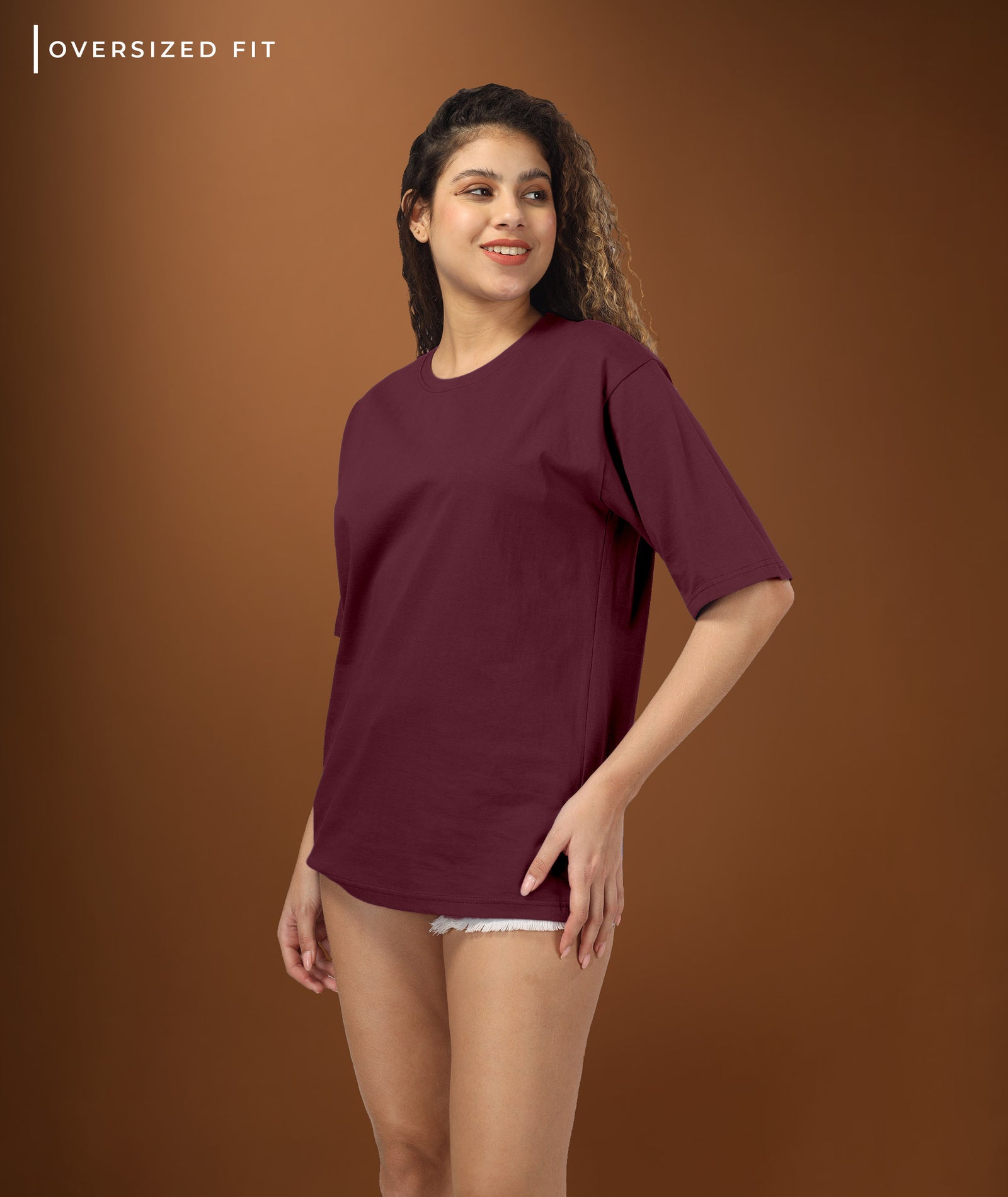 Womens Oversized Maroon Tshirt