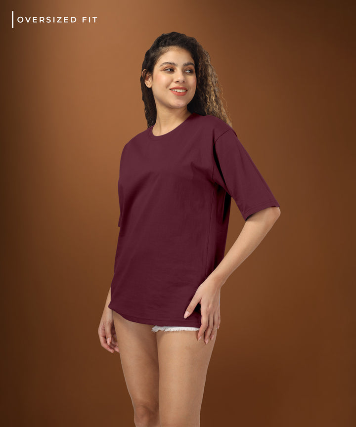 Womens Oversized Maroon Tshirt