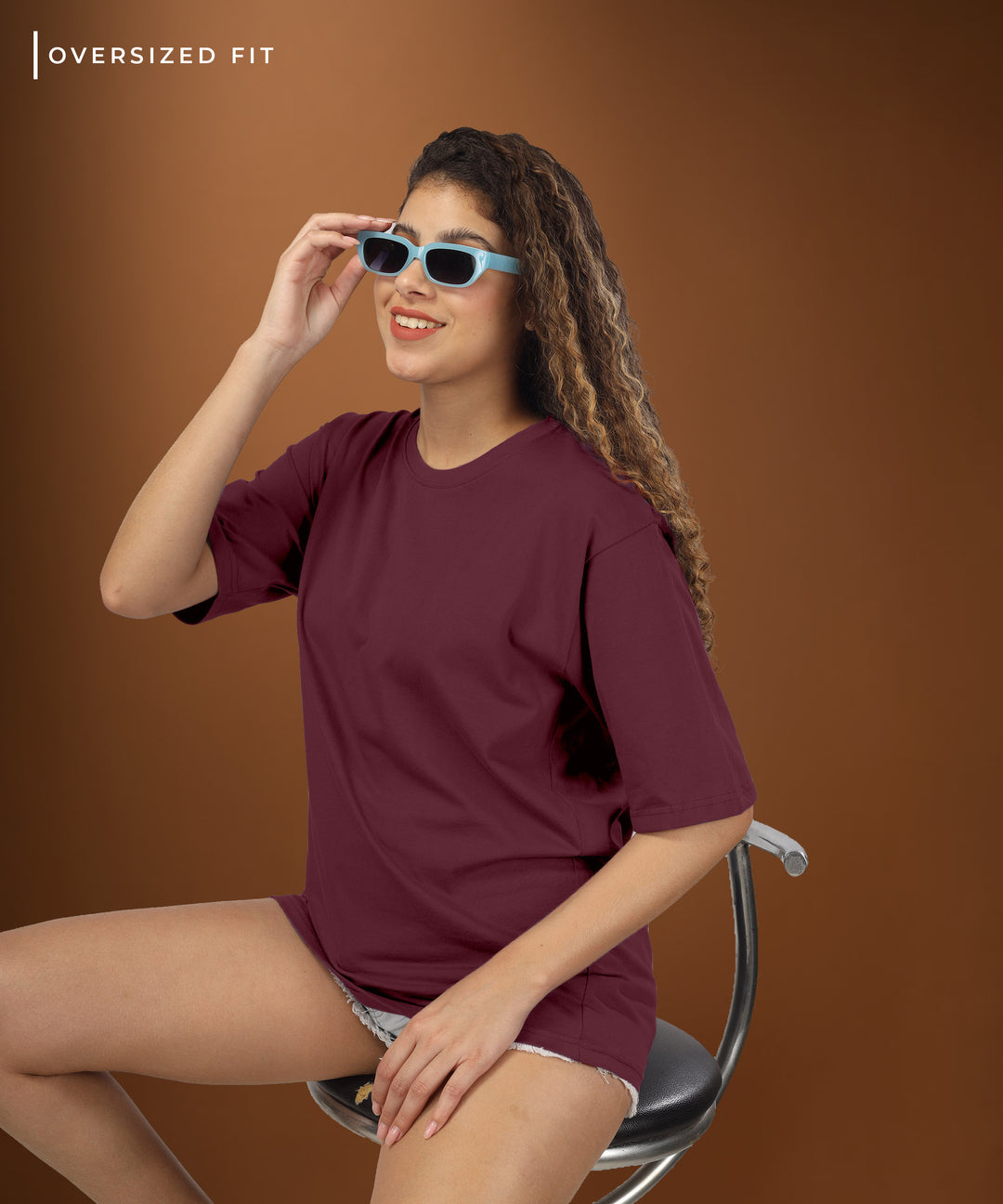 Womens Oversized Maroon Tshirt