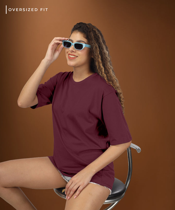 Womens Oversized Maroon Tshirt