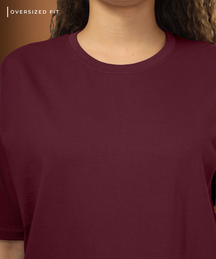Womens Oversized Maroon Tshirt