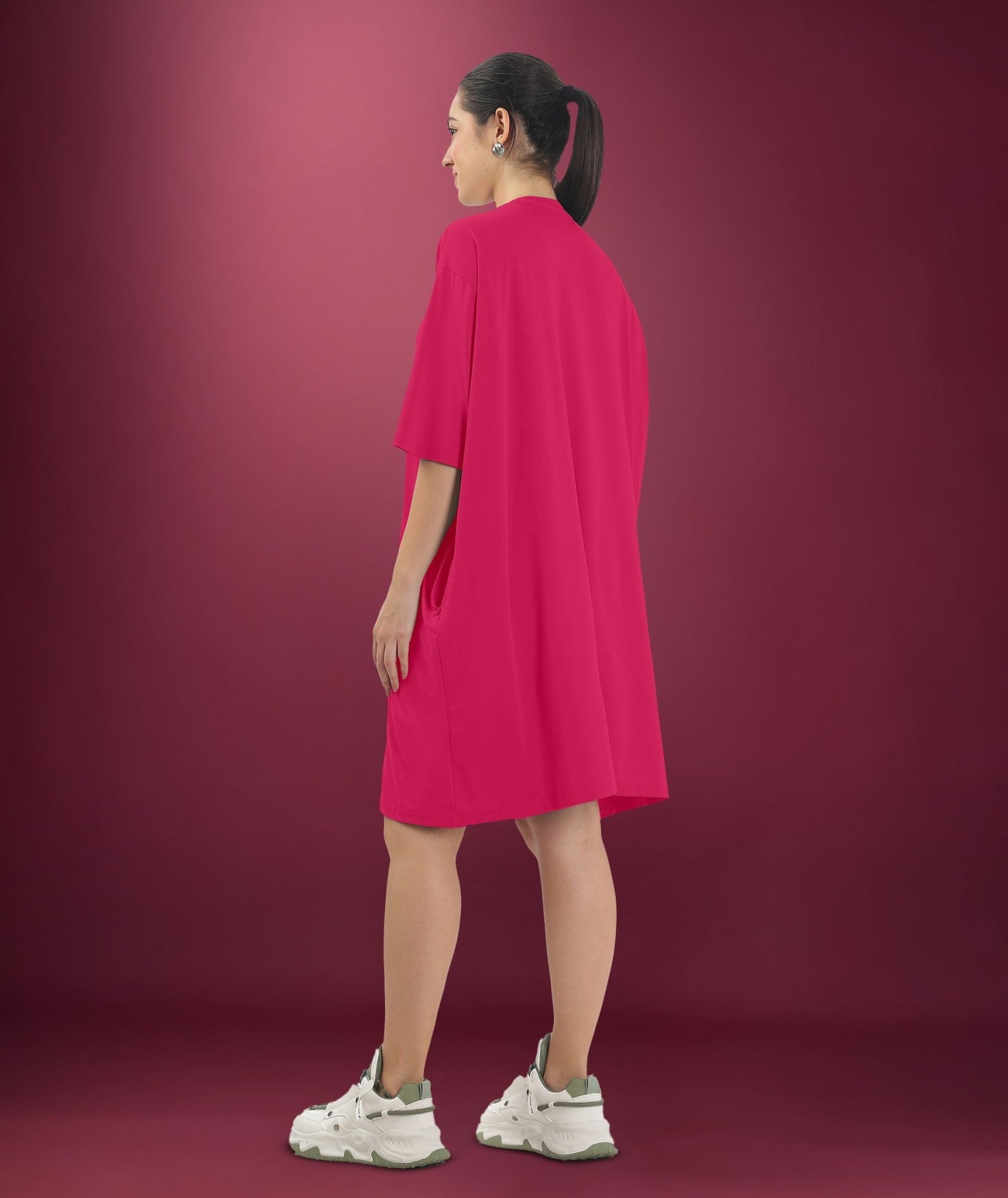 Womens Oversized Drop Shoulder T-Shirt with Side Pockets