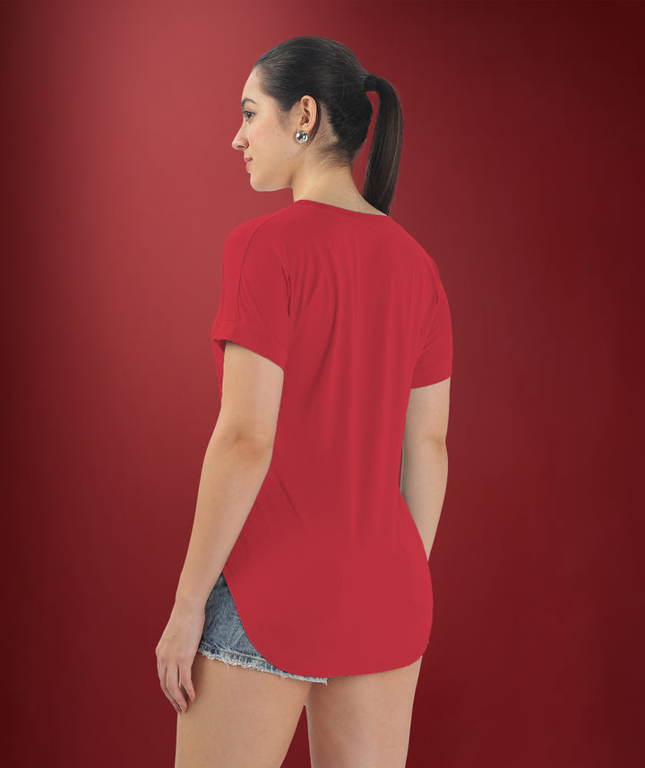 Womens Regular Fit Red Tshirt