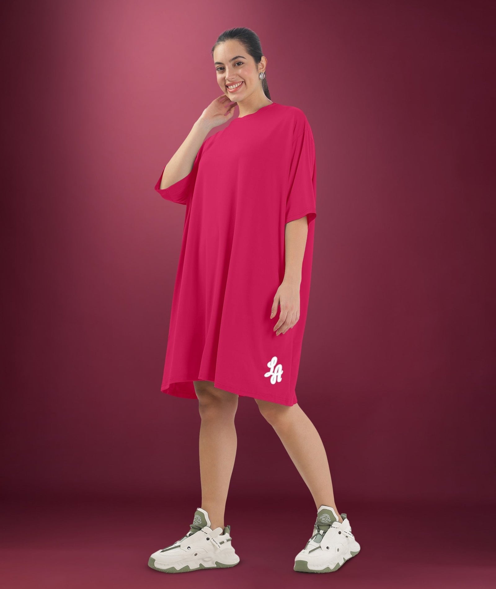 Womens Oversized Drop Shoulder T-Shirt with Side Pockets