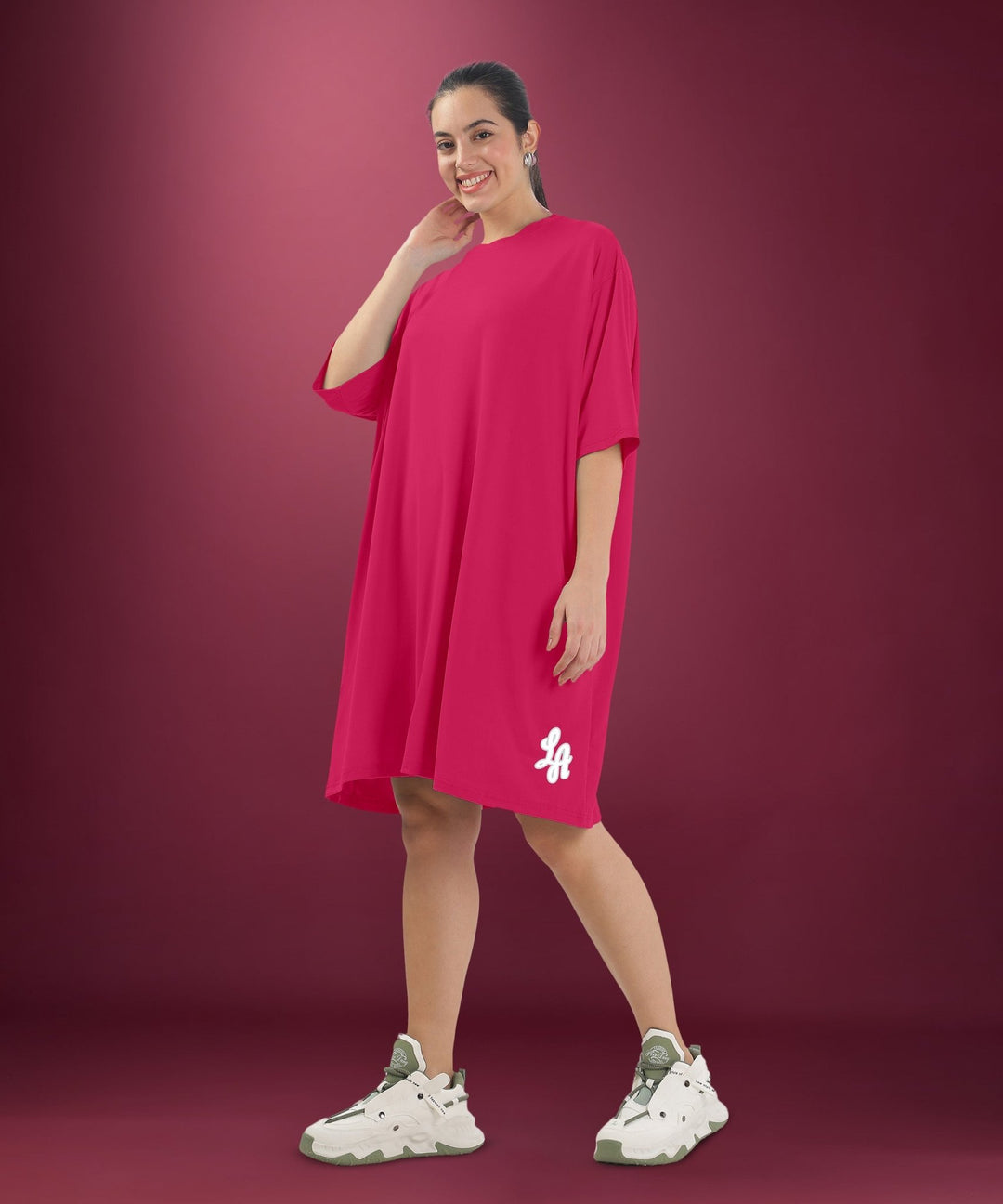 Womens Oversized Drop Shoulder T-Shirt with Side Pockets