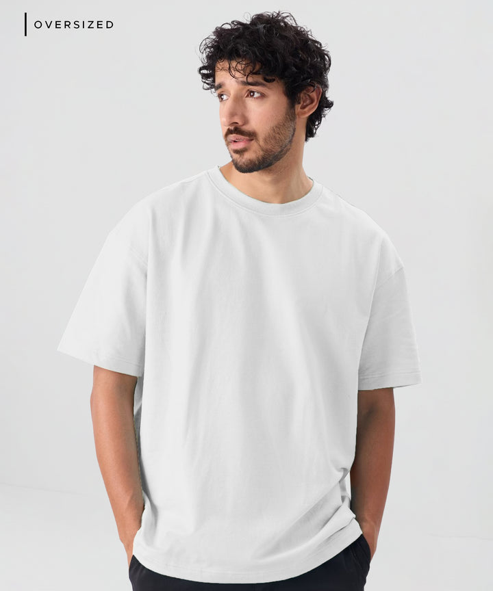 Men’s Solid Oversized T-Shirt | White