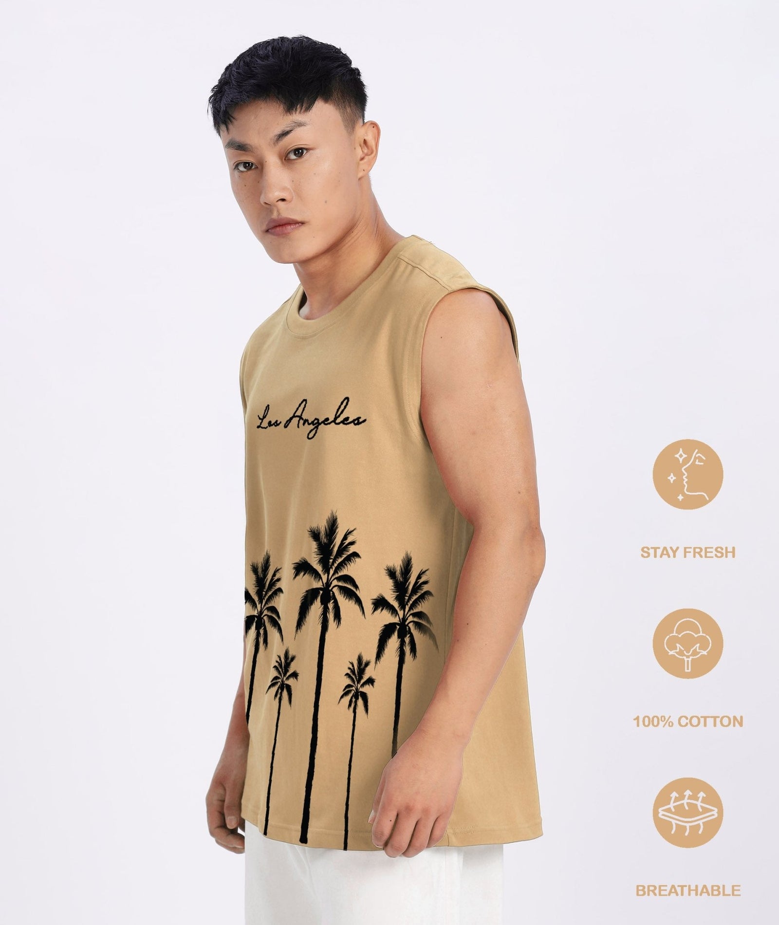 Cream Mens Relaxed Fit Tank