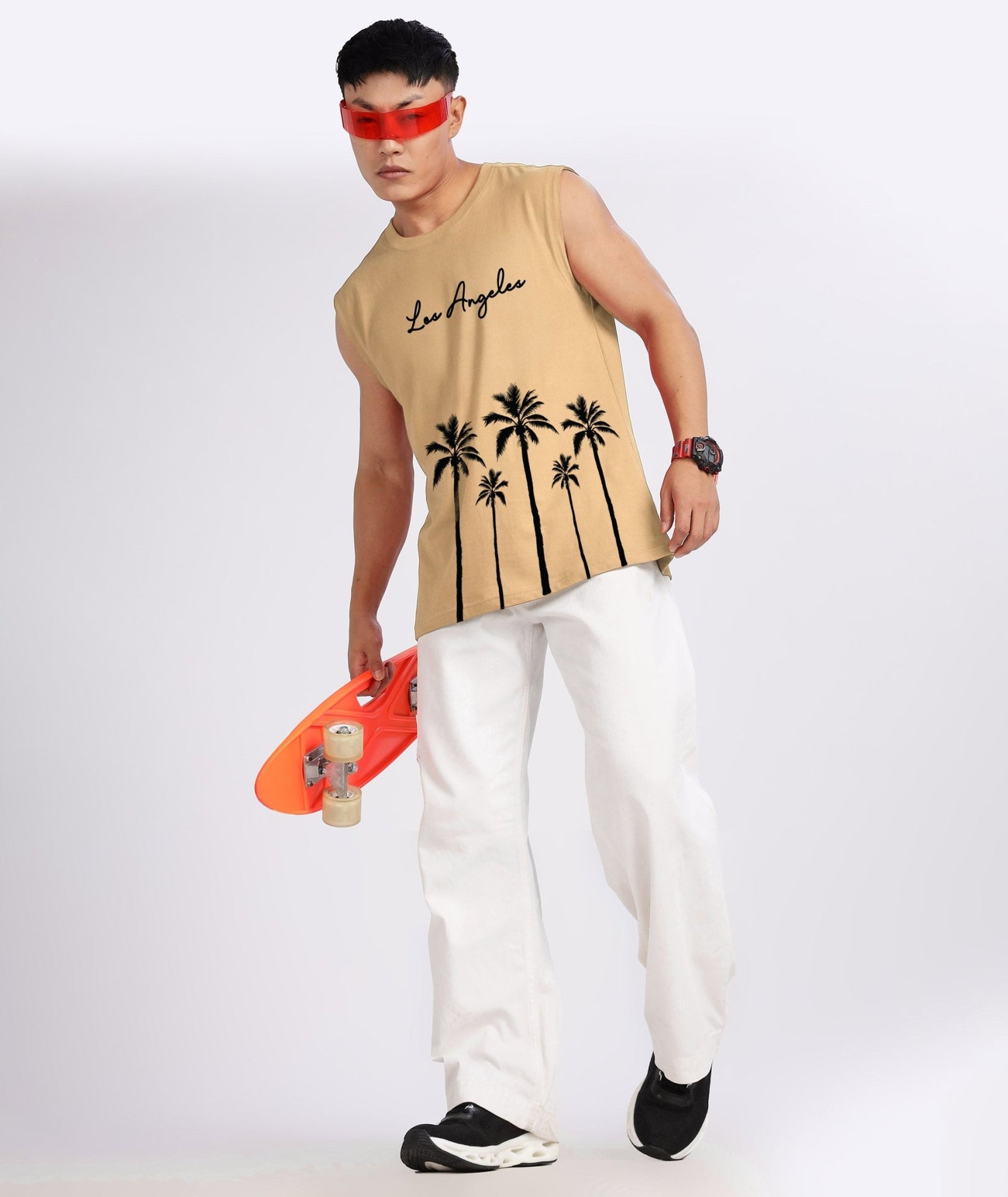 Cream Mens Relaxed Fit Tank