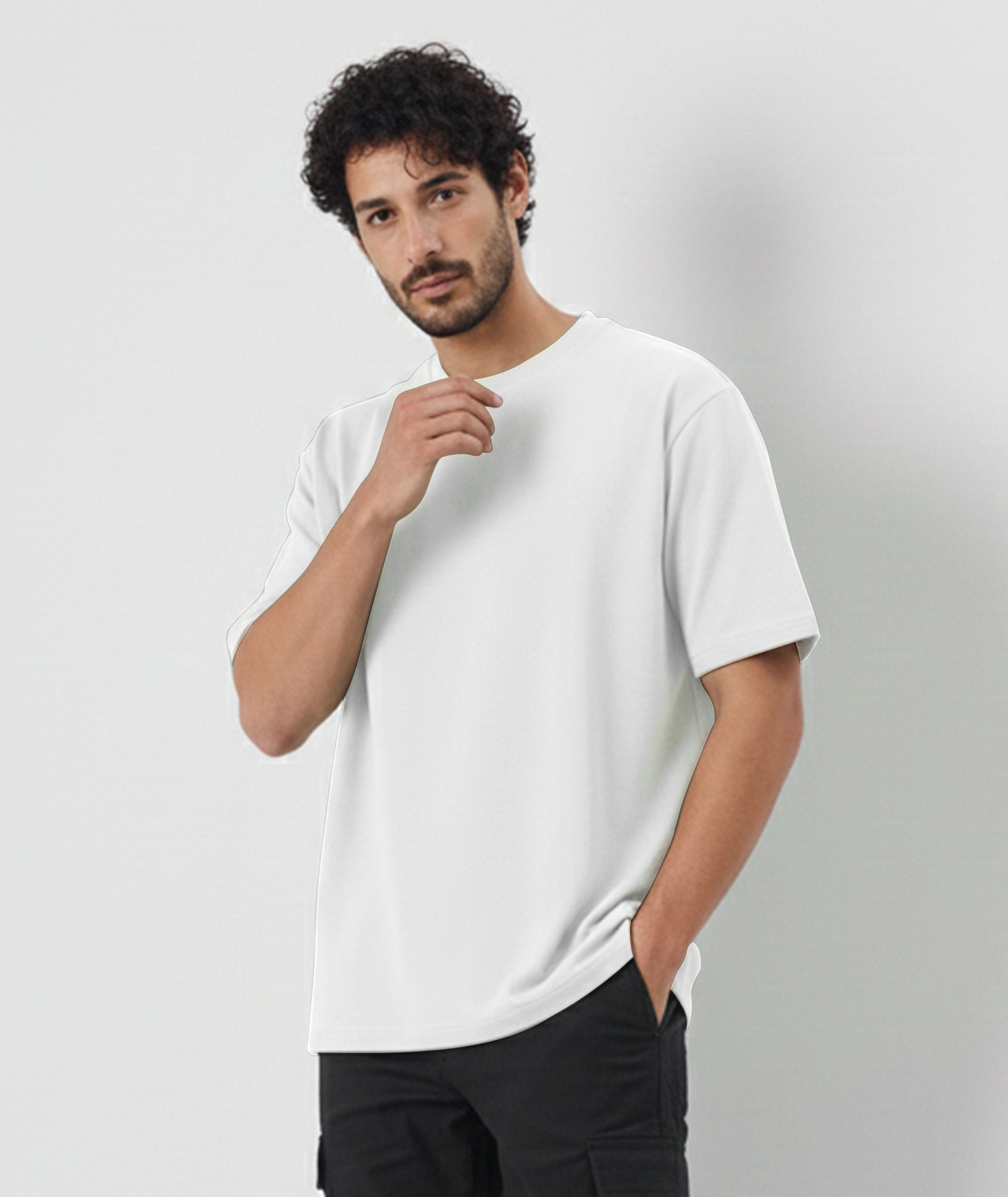 Men’s Solid Oversized T-Shirt | White
