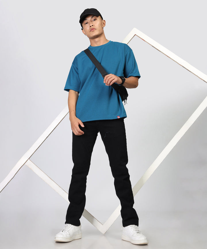 Men's Oversized Petrol Blue T-Shirt