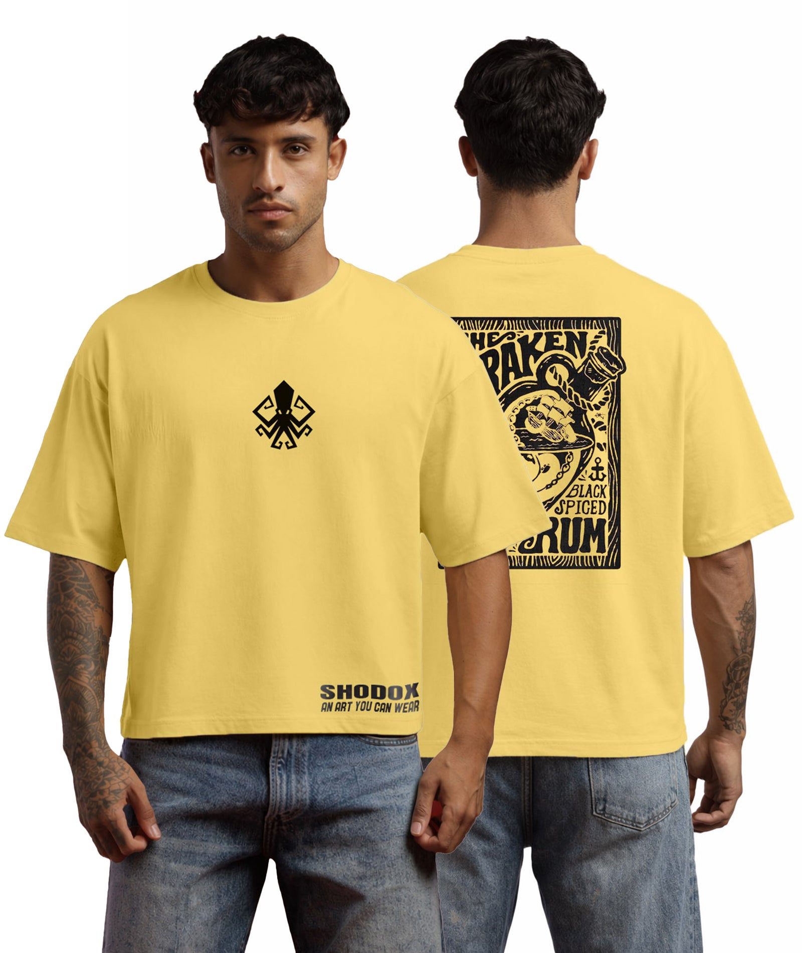 Mens Cotton Oversized Graphic T-Shirt | Front & Back Print