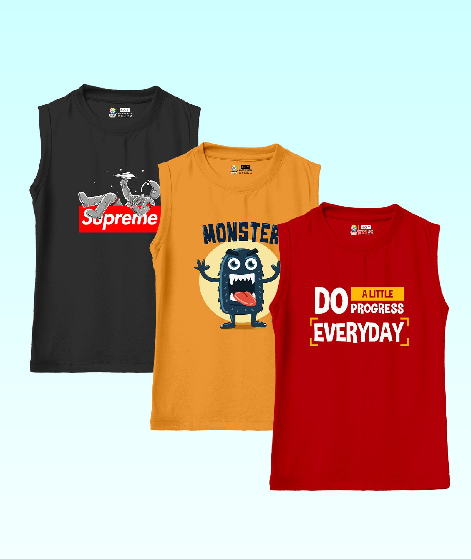 BOYS PRINTED VEST (PACK OF 3)
