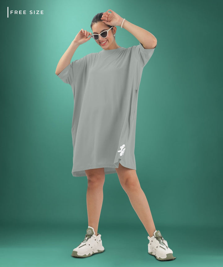 Womens Oversized Drop Shoulder T-Shirt with Side Pockets