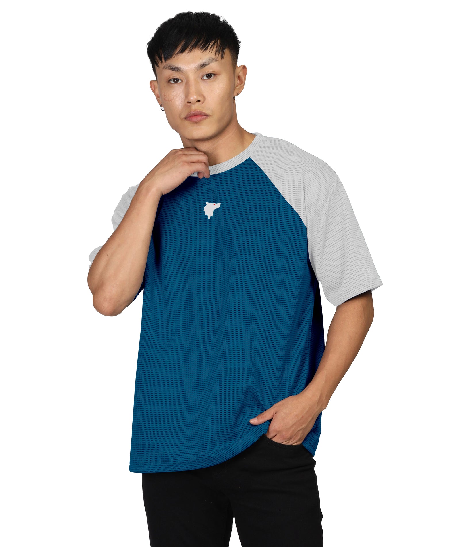 Mens Oversized Dotted T-Shirt | Blue
