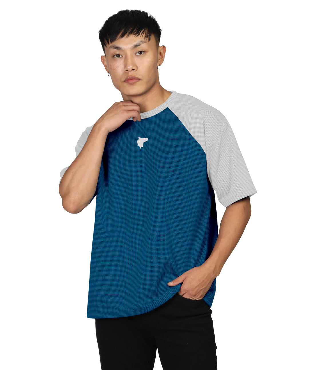 Mens Oversized Dotted T-Shirt | Blue