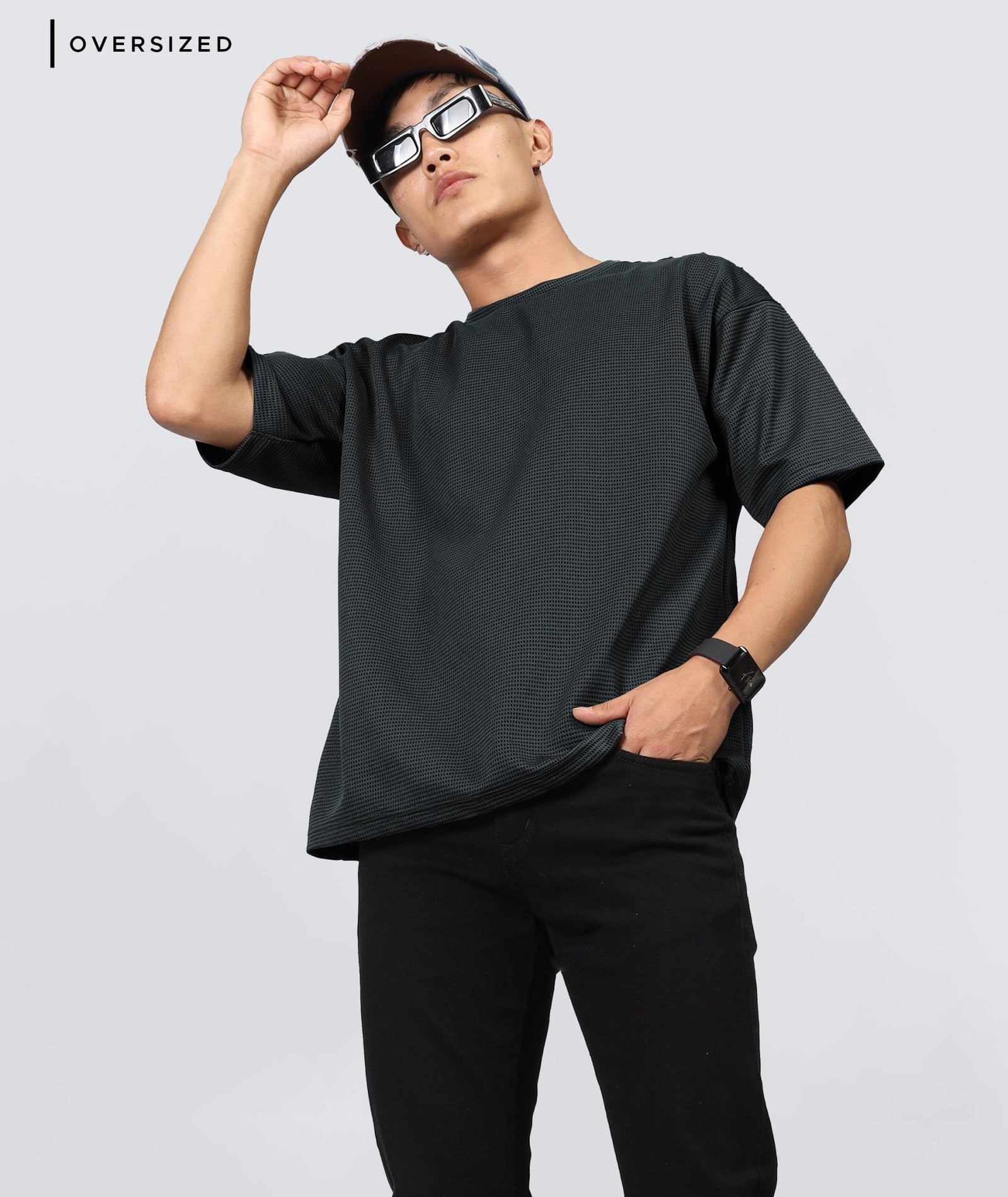 Men's Oversized Dotted Drop Shoulder T-Shirt