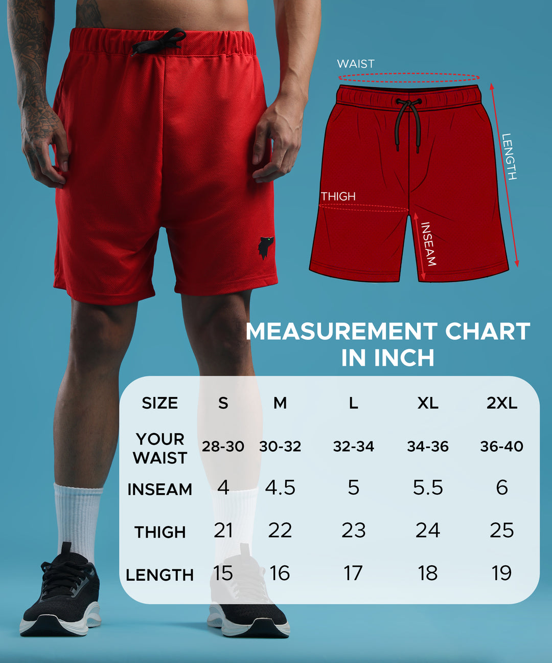 Mens Athletic Lightweight Shorts with Pockets | Red