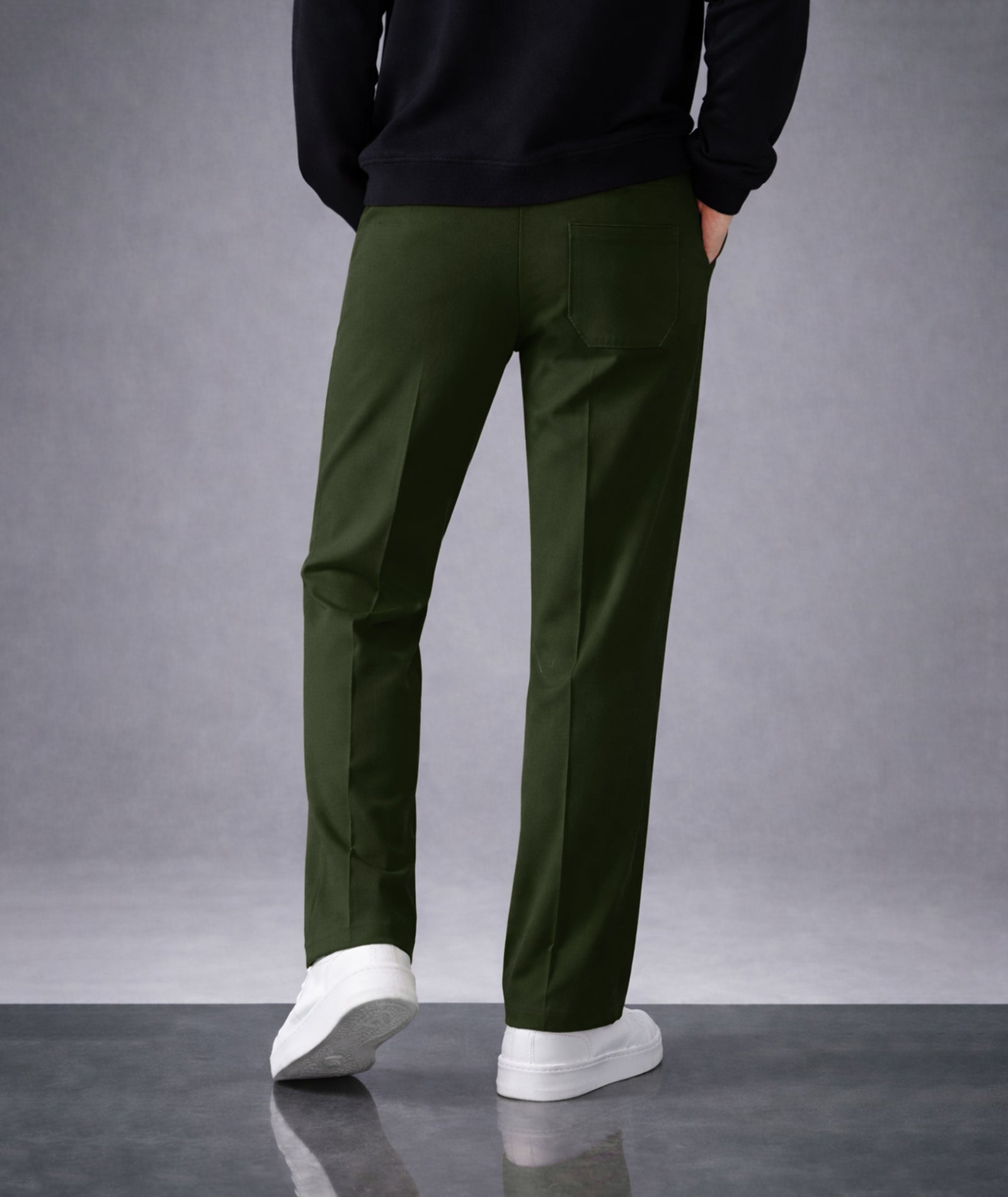 Mens Relaxed Fit Track Pants with Pockets | Olive