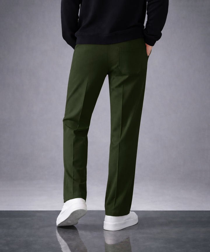 Mens Relaxed Fit Track Pants with Pockets | Olive