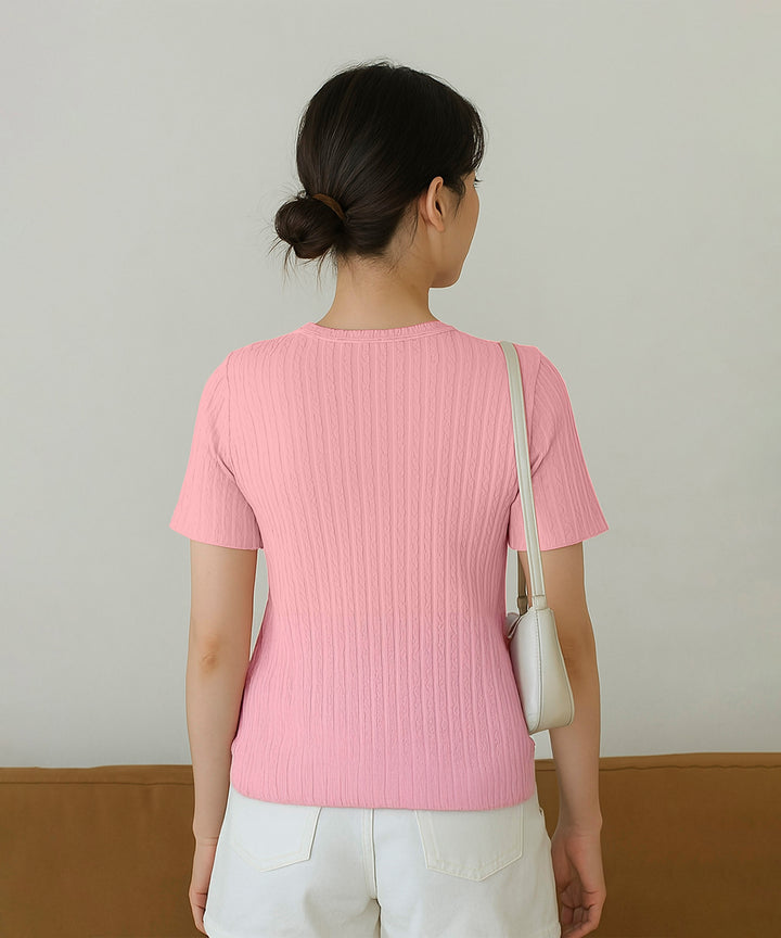 Womens Poly cotton Half Sleeve Solid T-Shirt