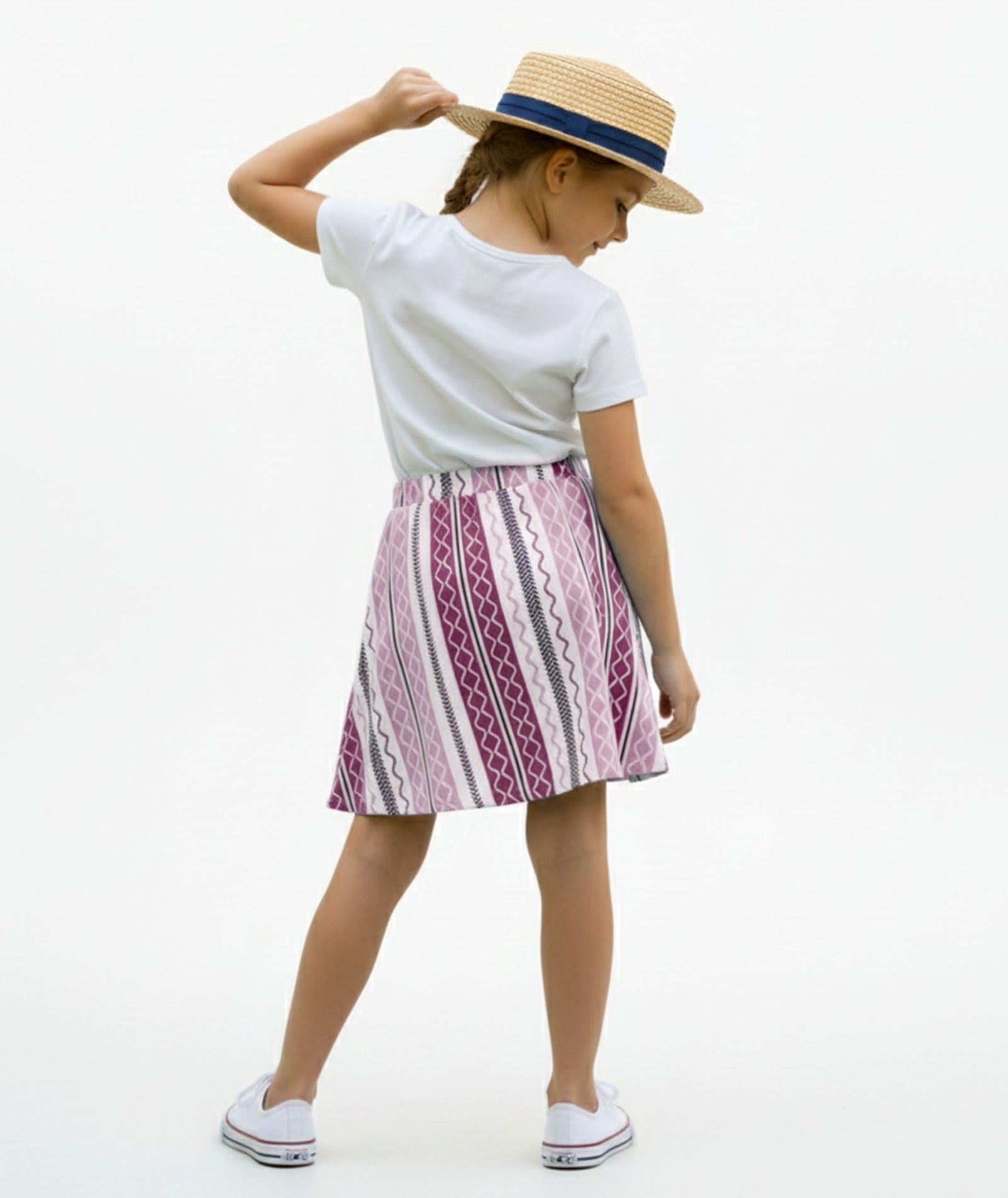 Girls Printed Skirt with Inner Shorts | Stretch Waist | Lavender