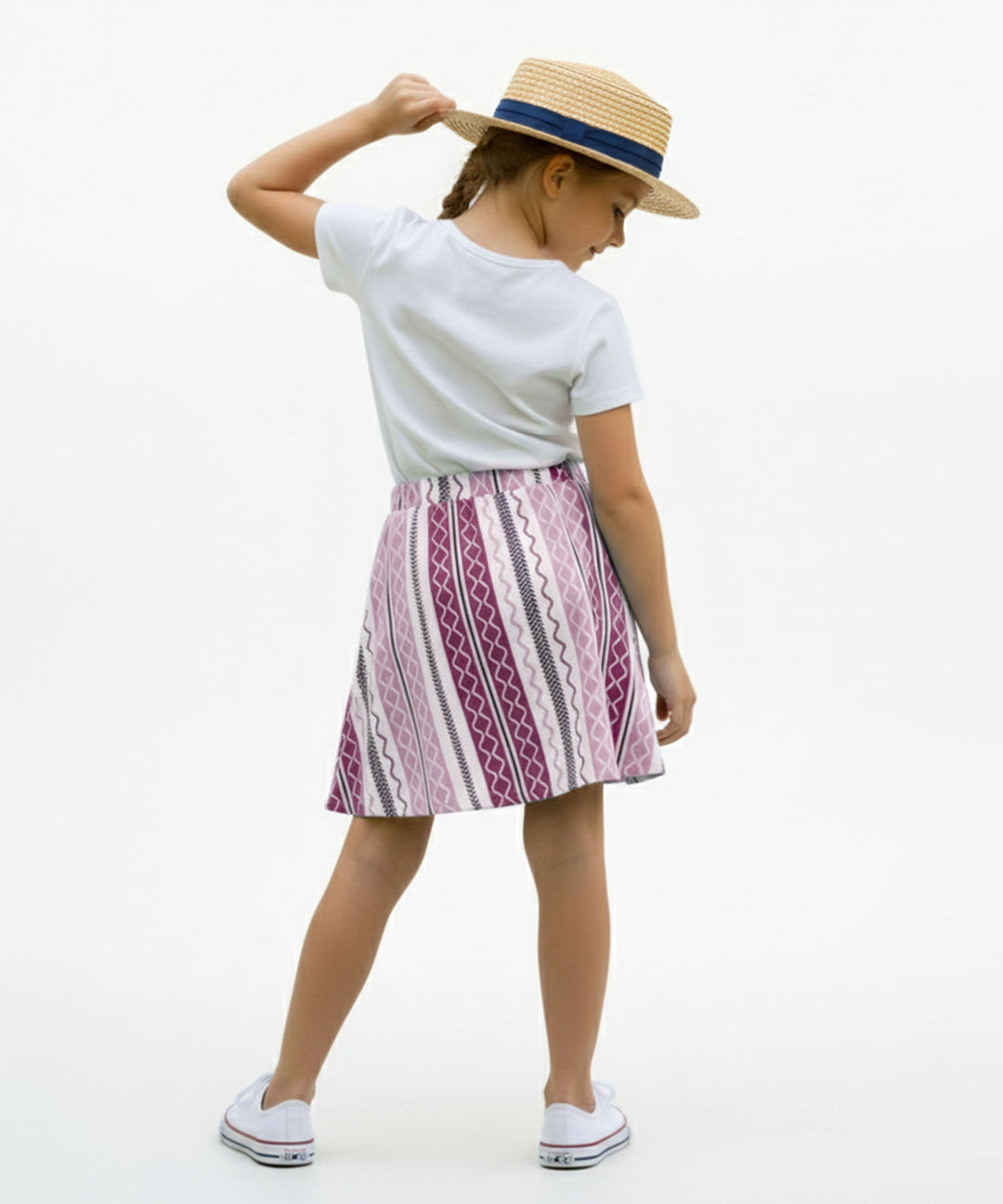 Girls Printed Skirt with Inner Shorts | Stretch Waist | Lavender