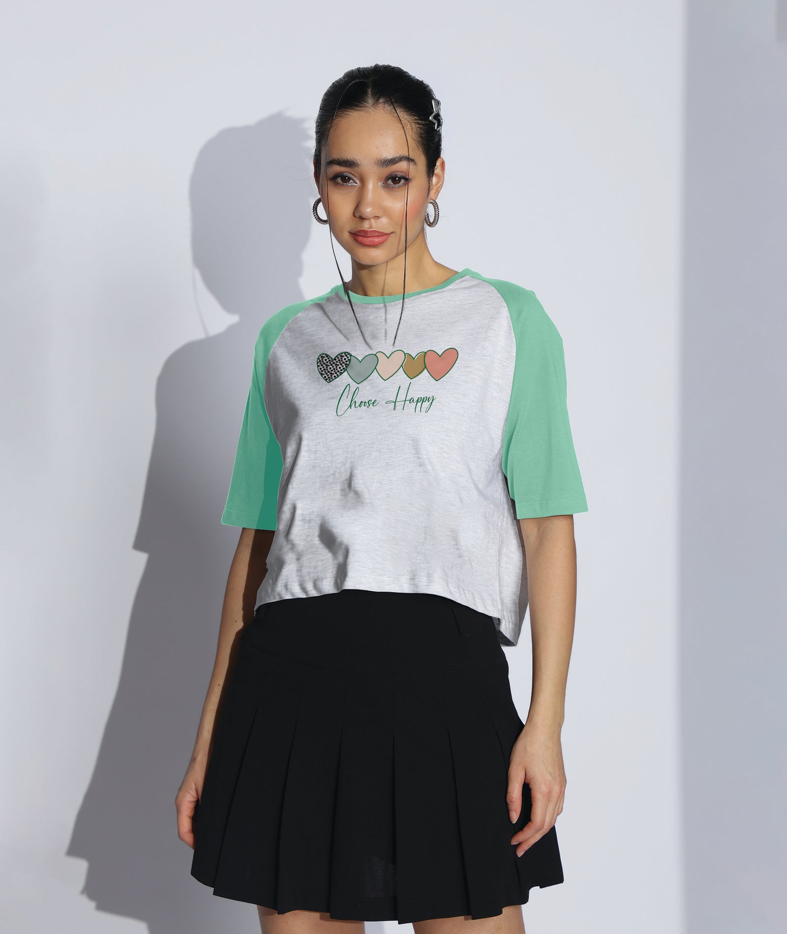 Womens Crop Top with Raglan Sleeve