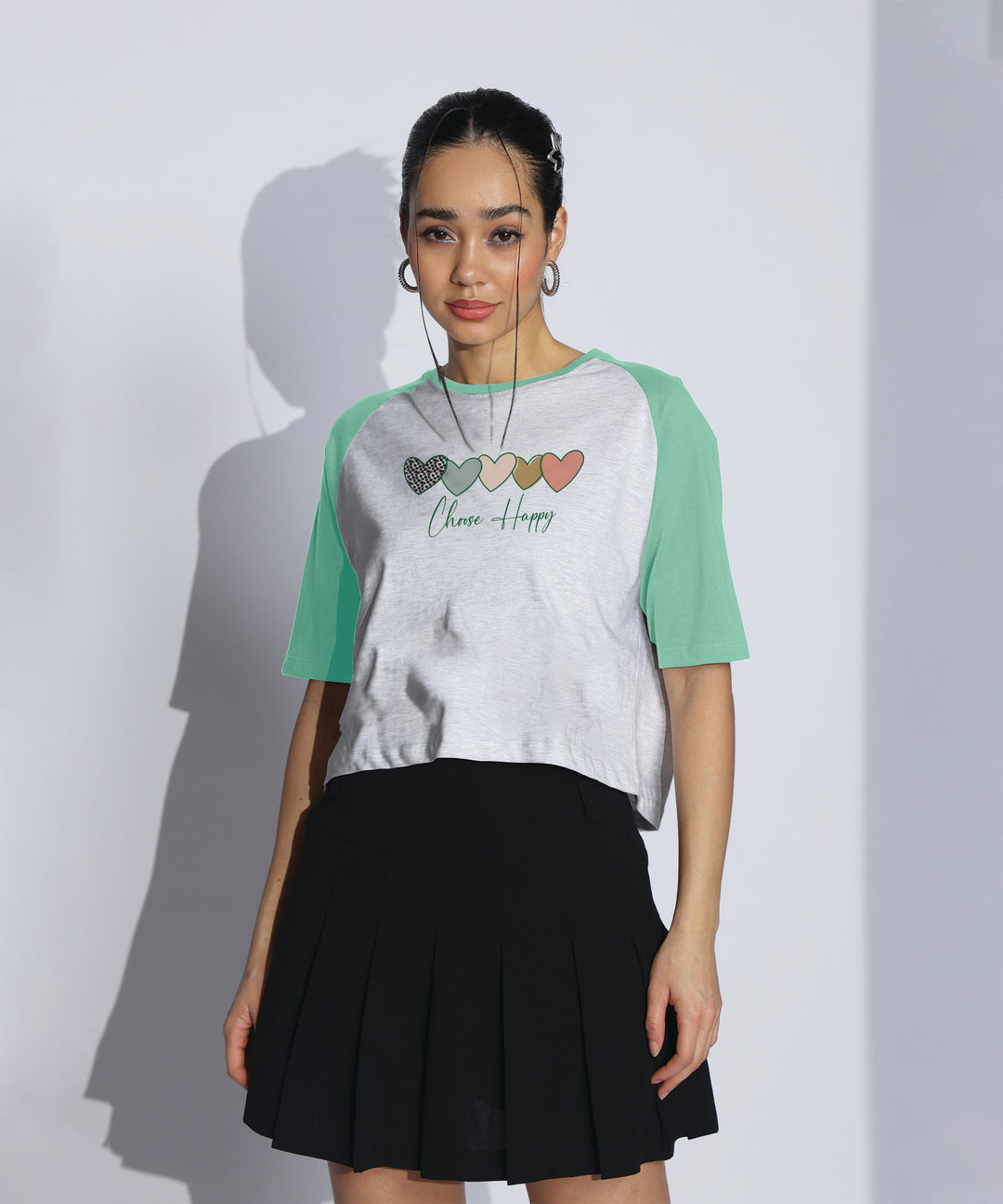 Womens Crop Top with Raglan Sleeve