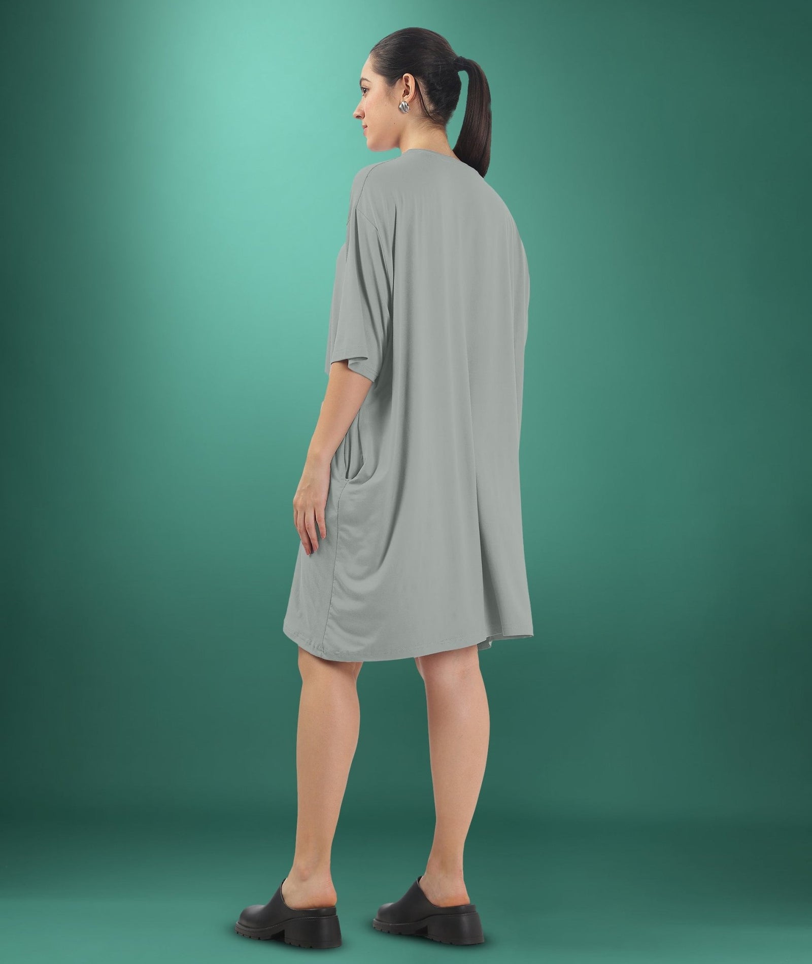 Womens Oversized Drop Shoulder T-Shirt with Side Pockets