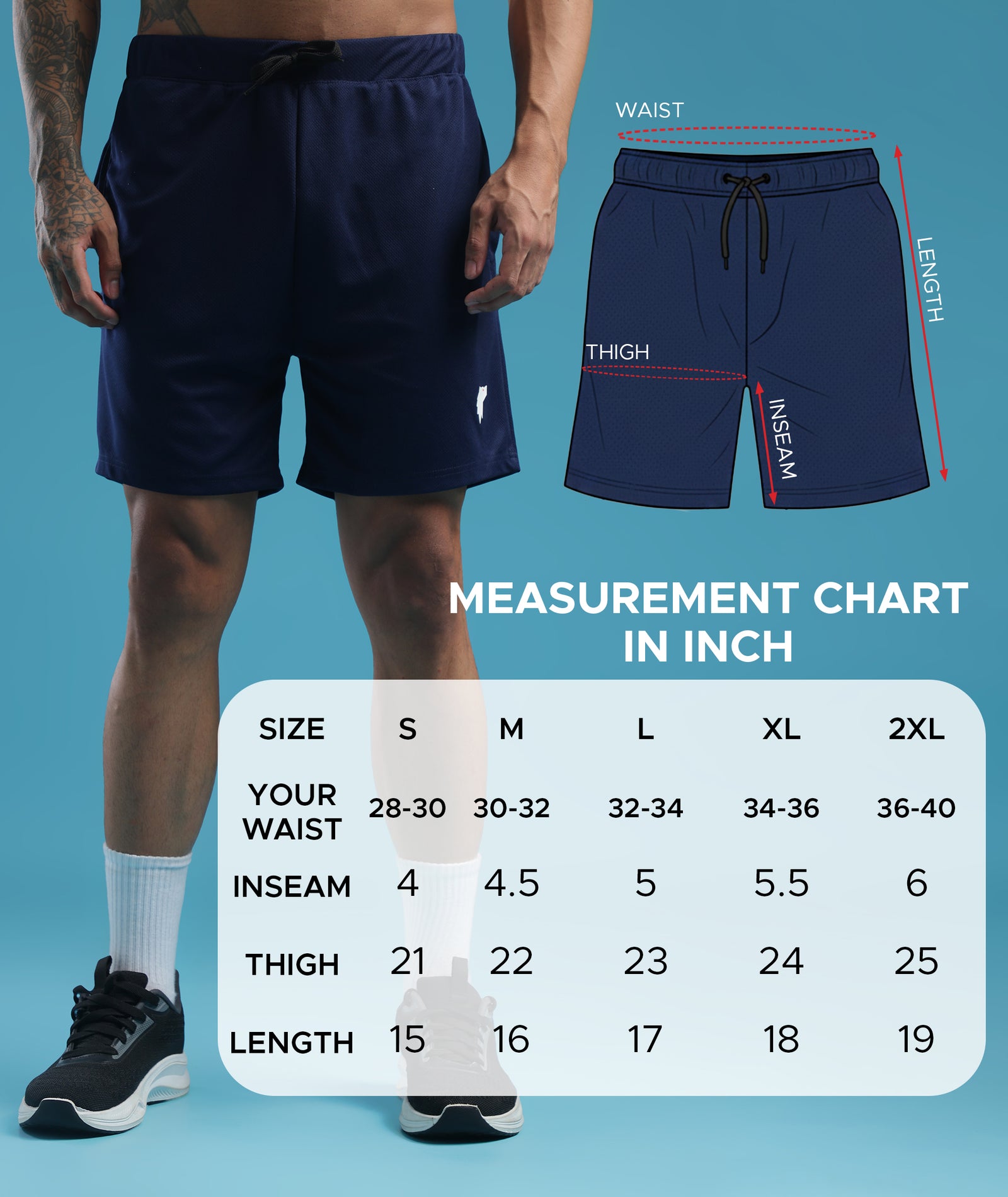 Mens Athletic Lightweight Shorts with Pockets | Navy