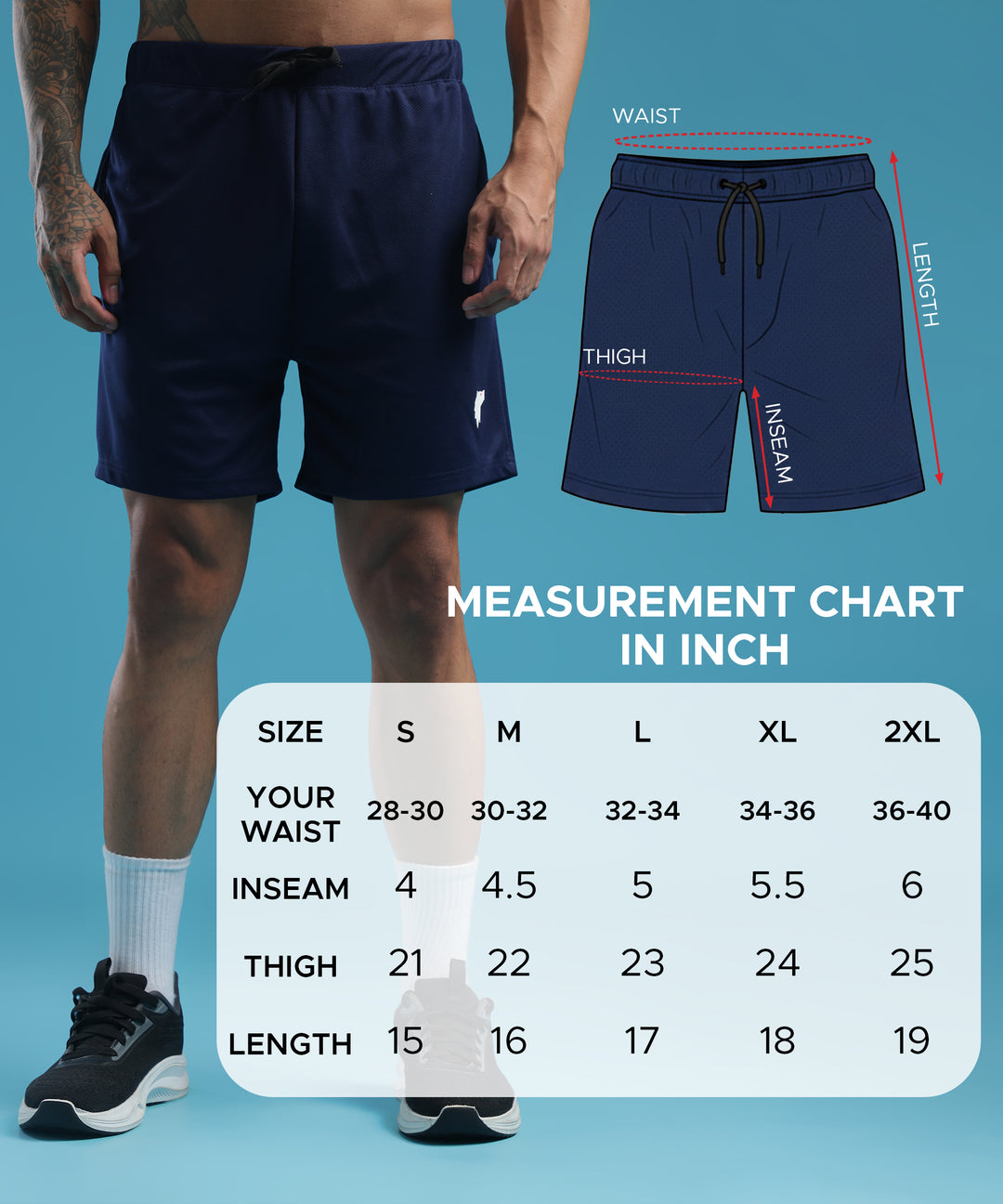 Mens Athletic Lightweight Shorts with Pockets | Navy