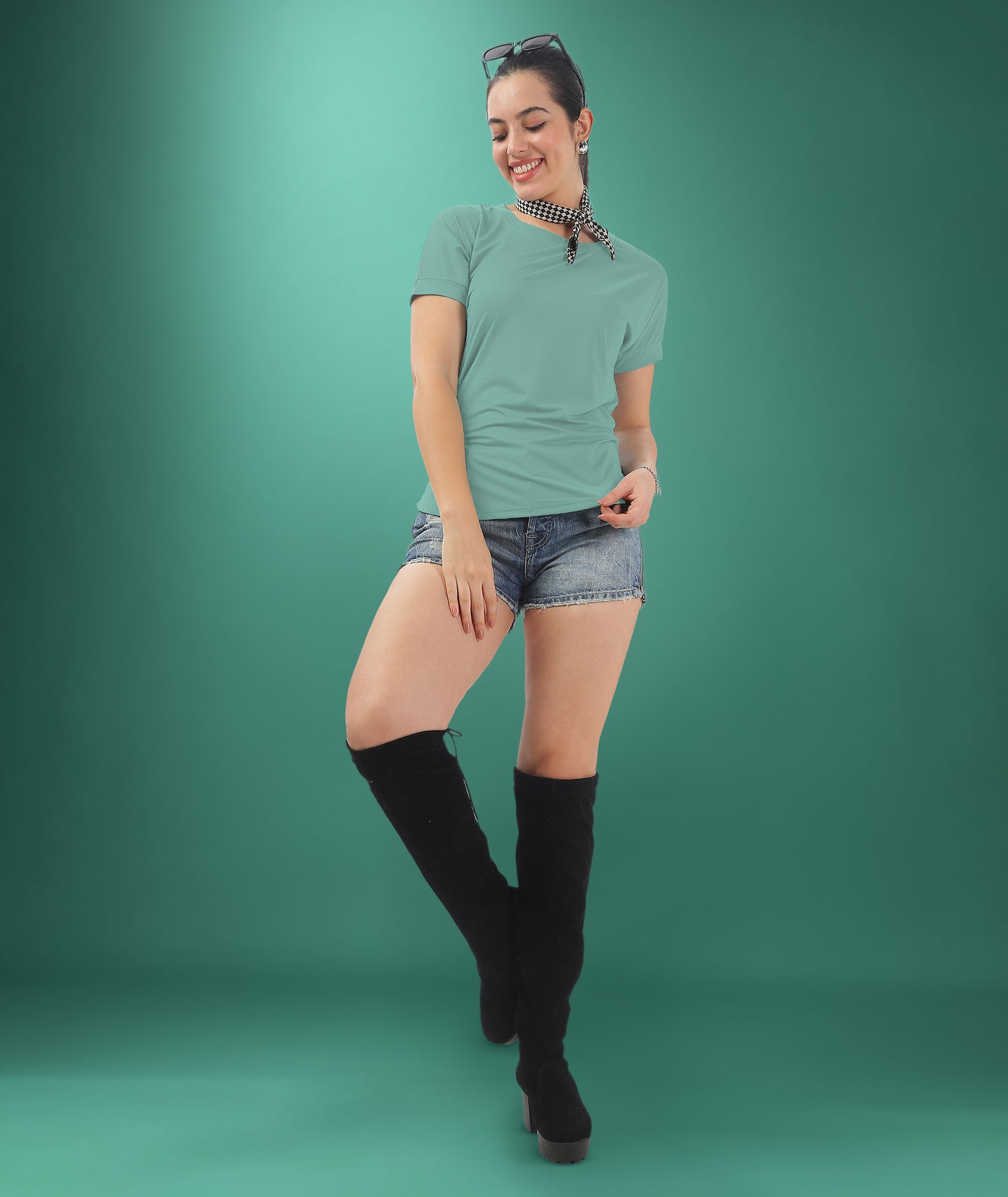 Womens Regular Fit Teal Tshirt