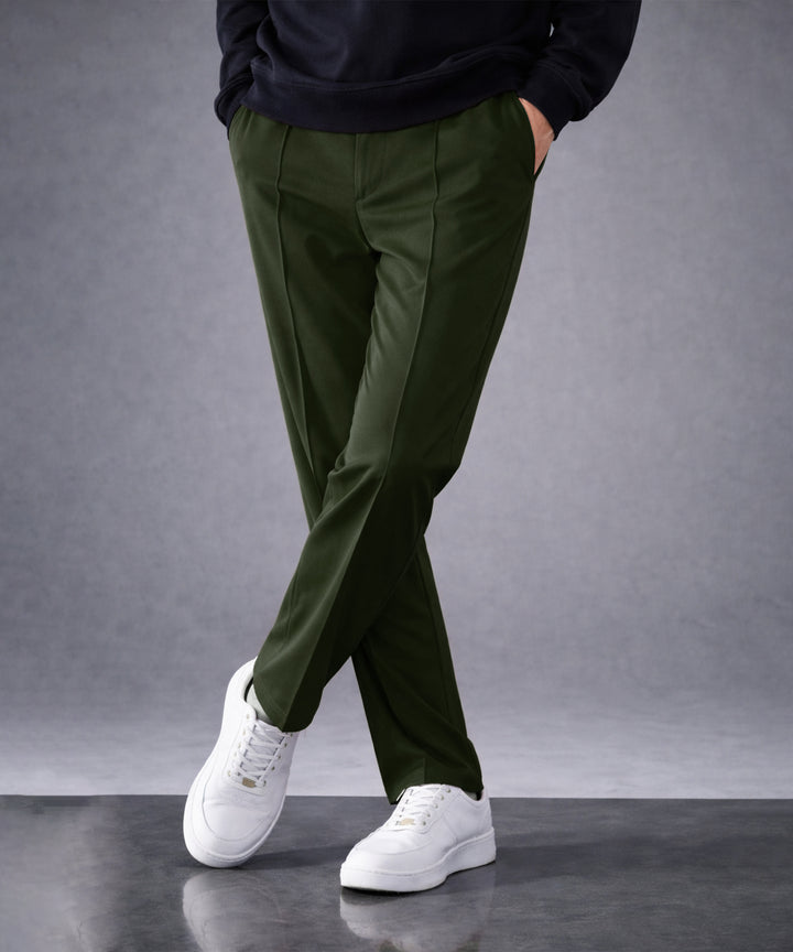 Mens Relaxed Fit Track Pants with Pockets | Olive