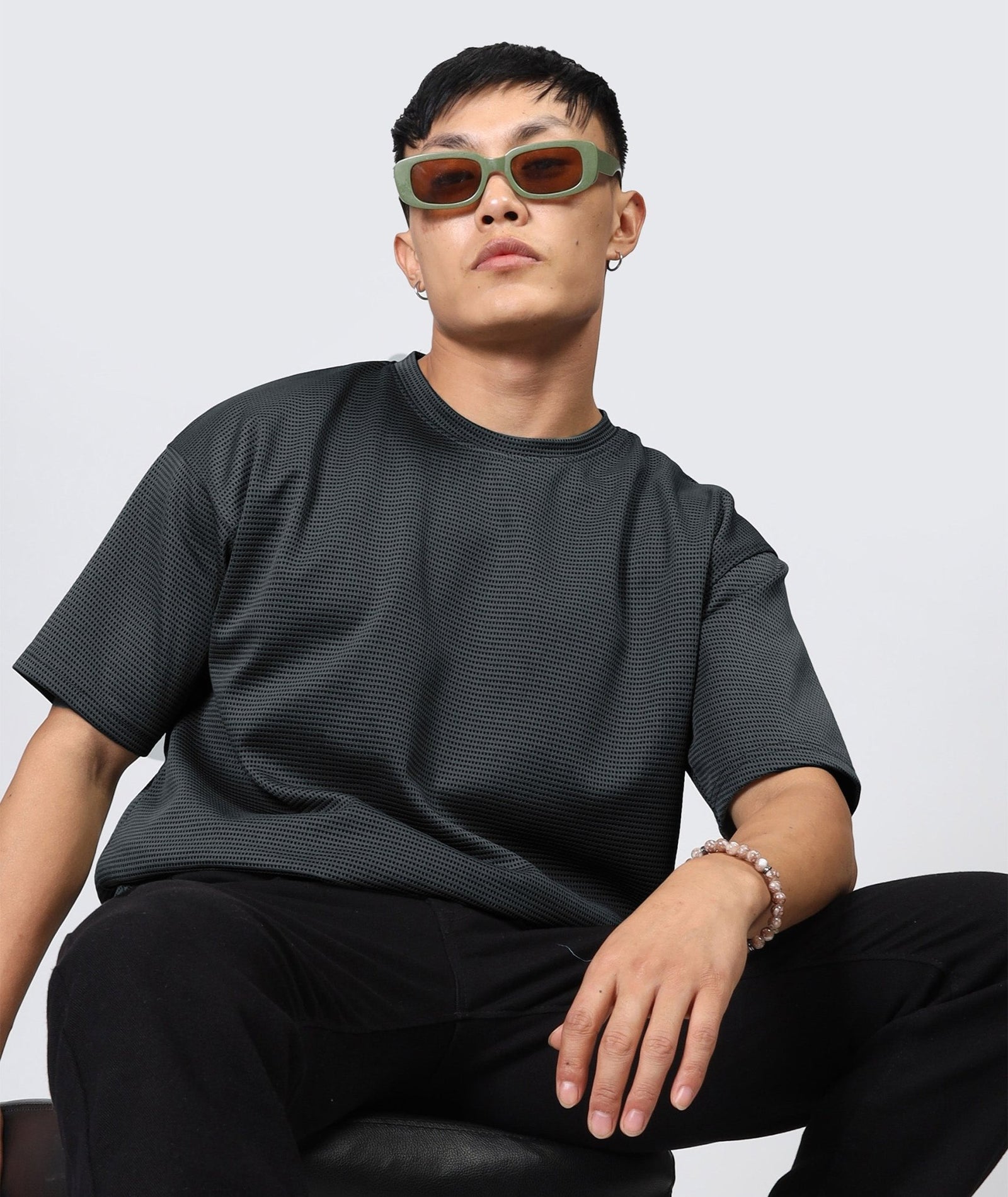 Men's Oversized Dotted Drop Shoulder T-Shirt