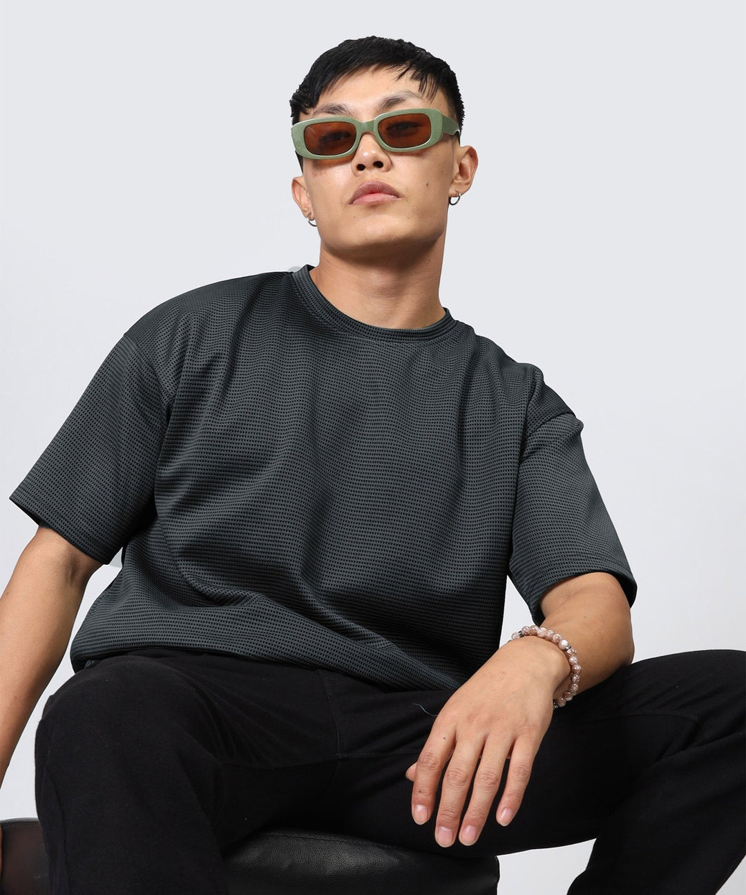 Men's Oversized Dotted Drop Shoulder T-Shirt