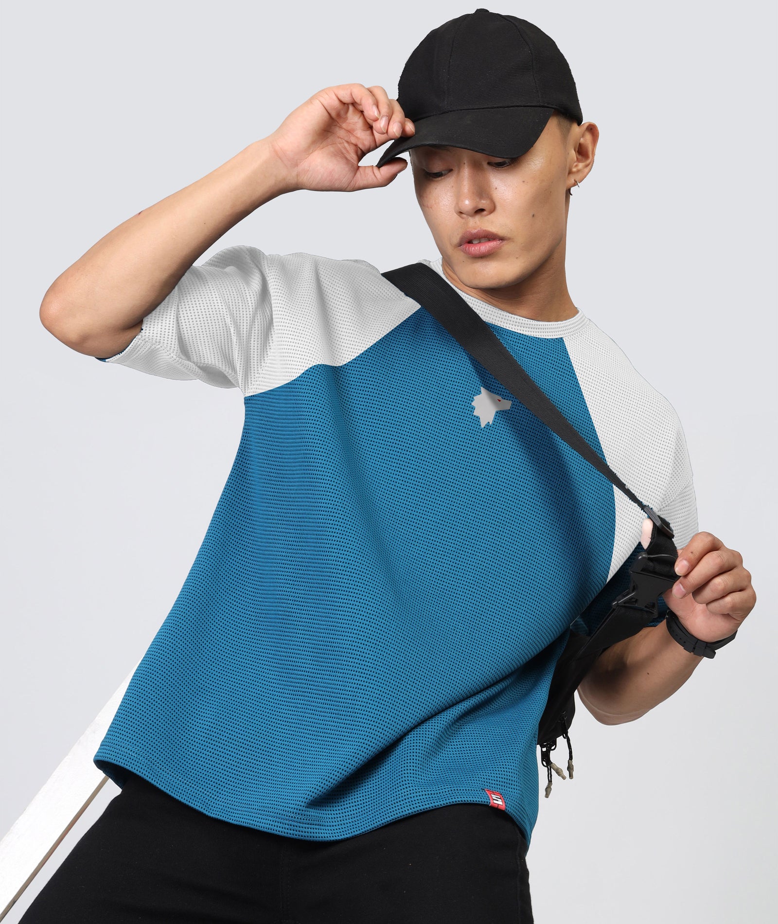Mens Oversized Dotted T-Shirt | Blue