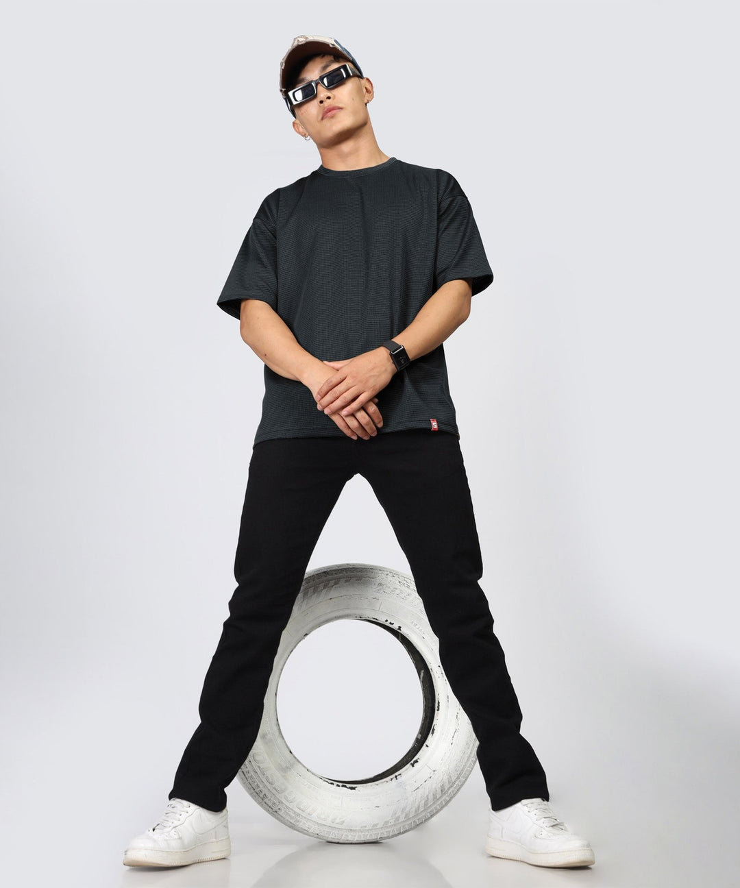 Men's Oversized Dotted Drop Shoulder T-Shirt