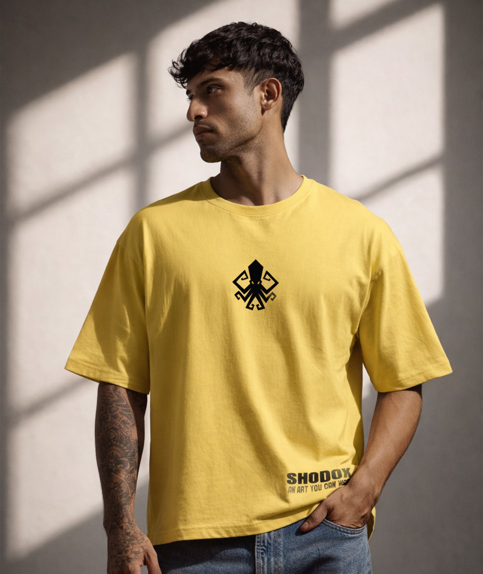 Mens Cotton Oversized Graphic T-Shirt | Front & Back Print