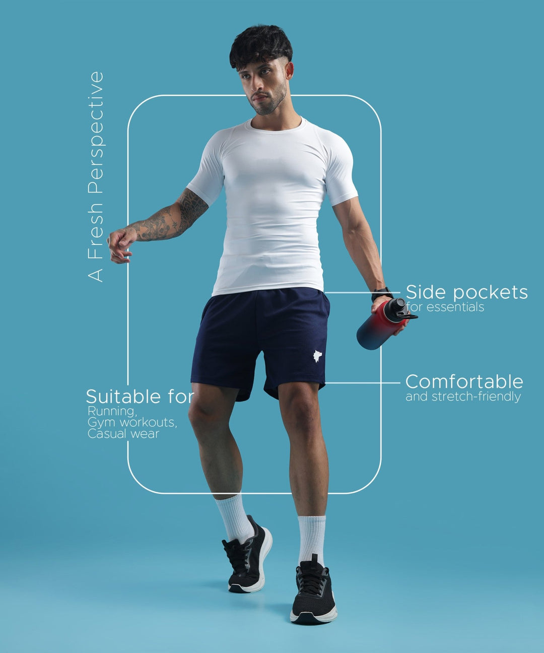 Mens Athletic Lightweight Shorts with Pockets | Navy